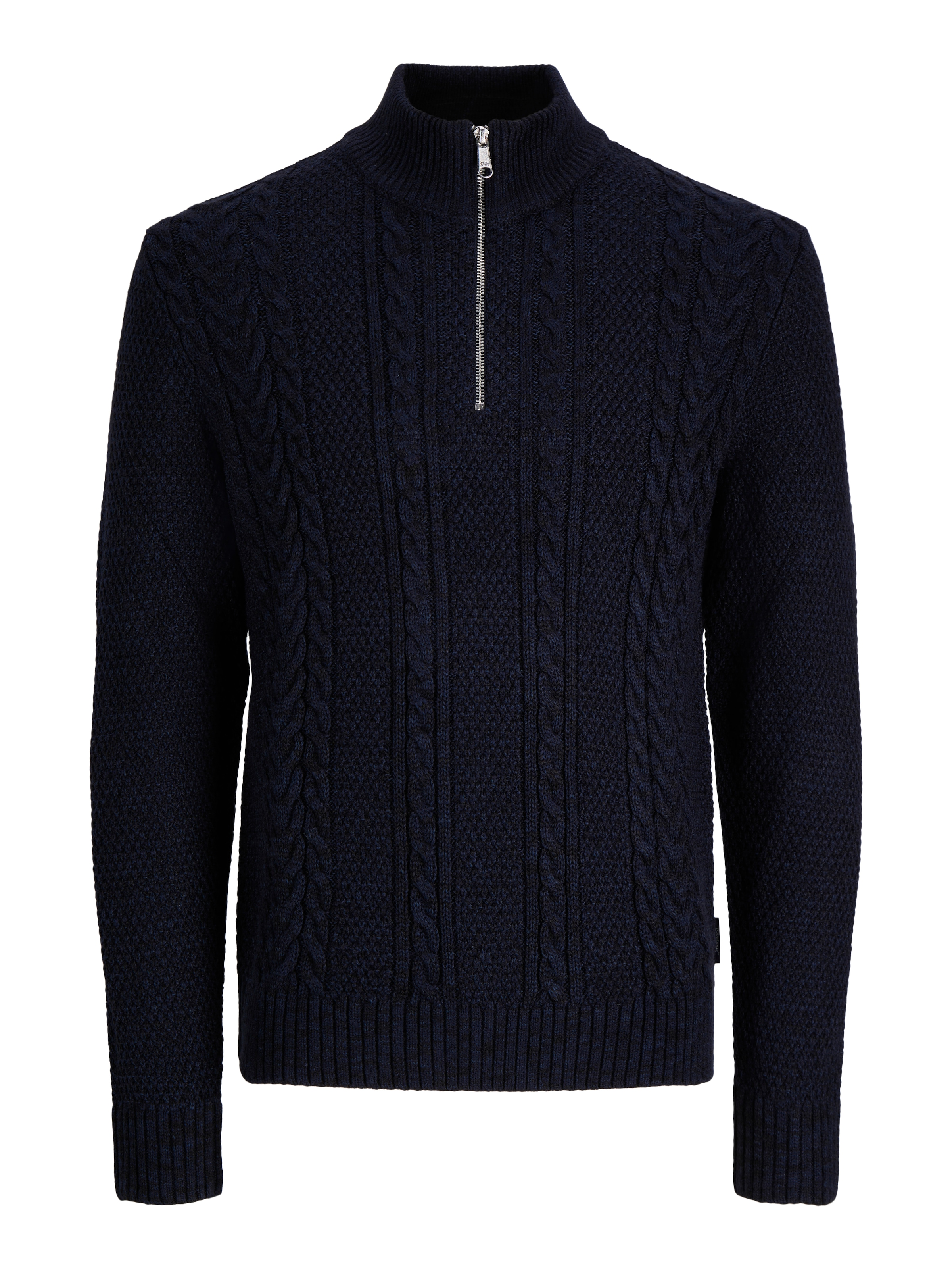 Image of Jack & Jones Troyer "JJJAMES KNIT HALF ZIP" Materialmix, regular fit