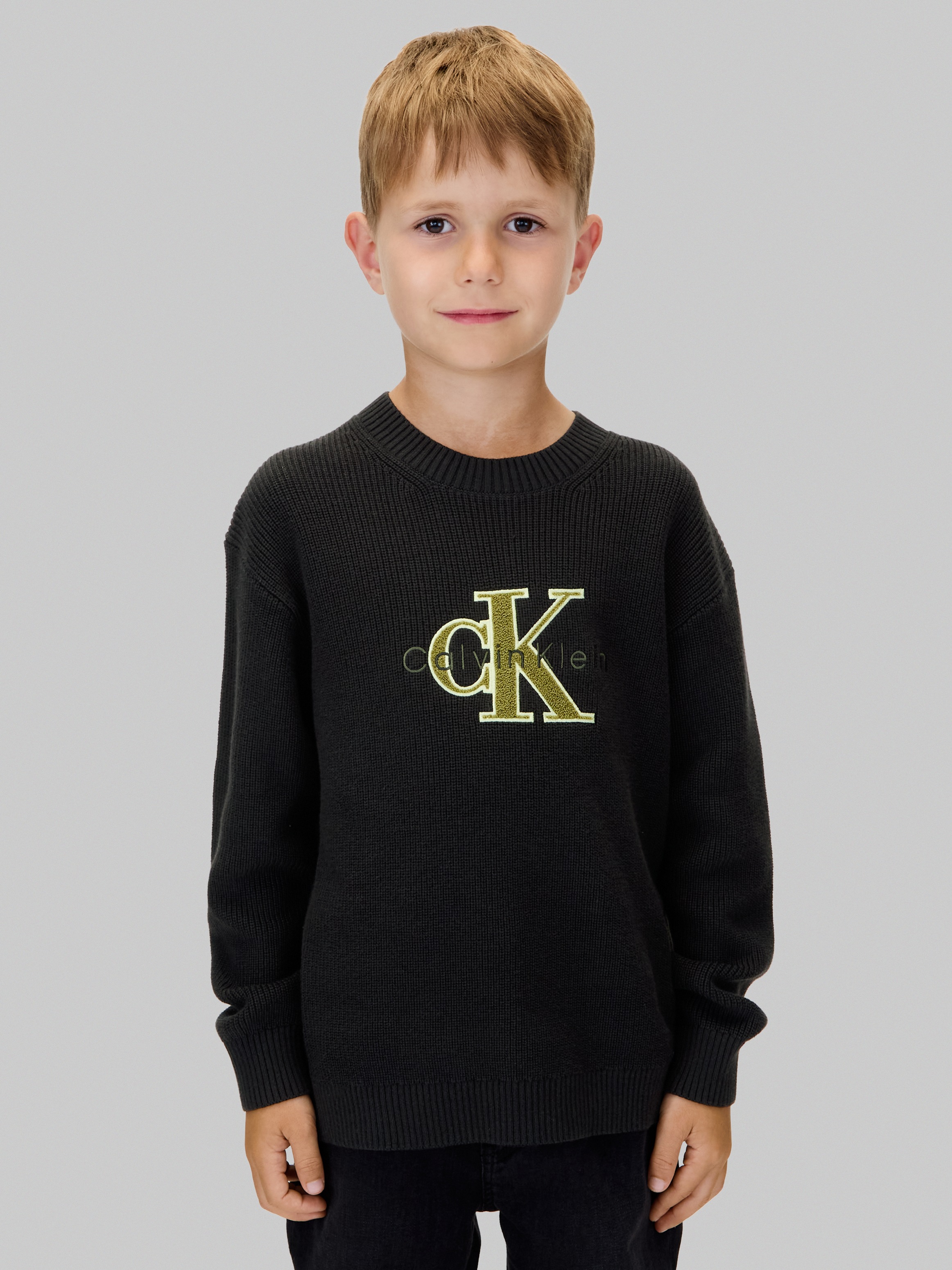 Image of Calvin Klein Jeans Strickpullover "TOWELLING CK STITCH SWEATER" für Kinder bis 16 Jahre, Frottee-Applikation