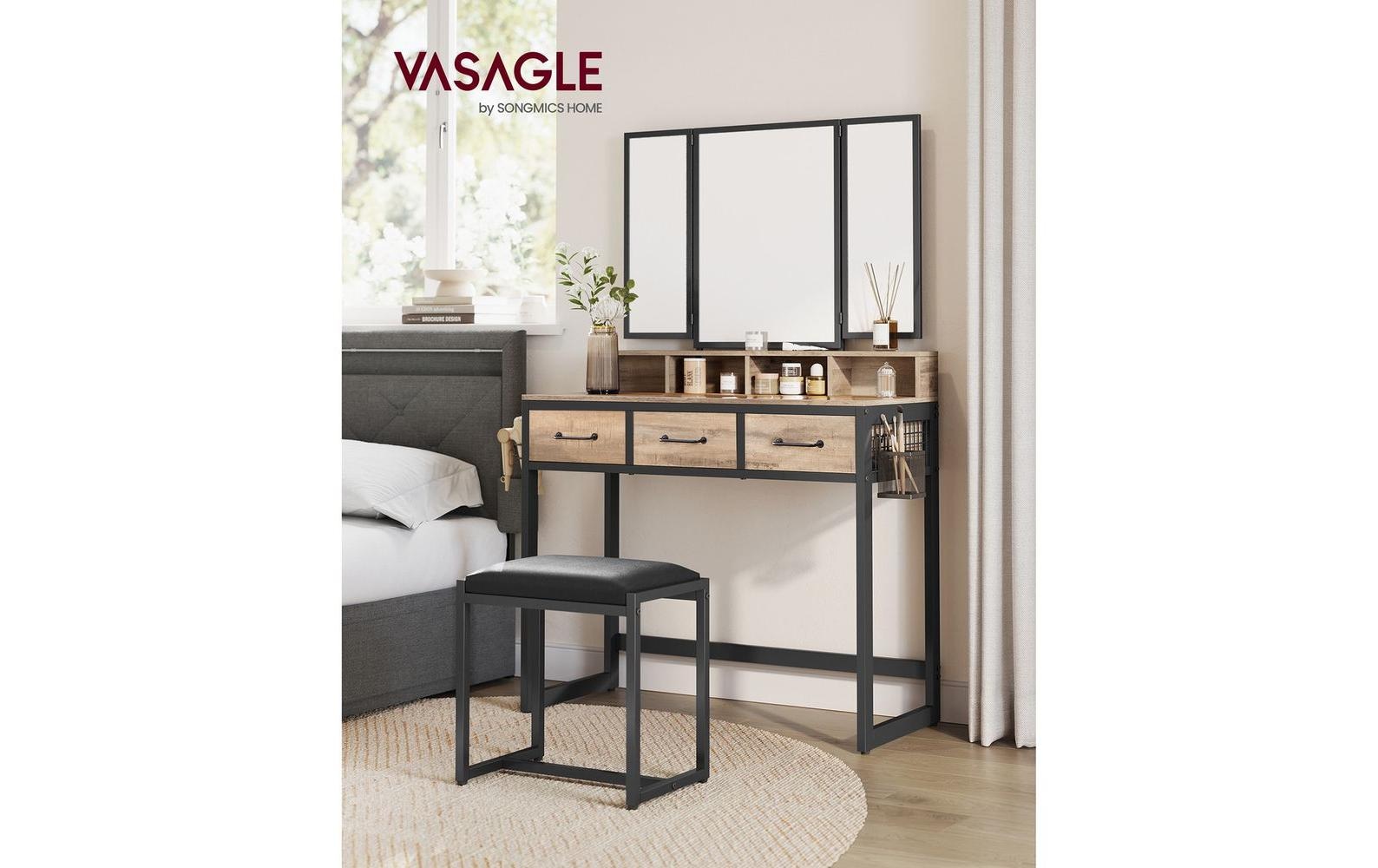 VASAGLE Schminktisch »mit Hocker und Spiegel Vintage«