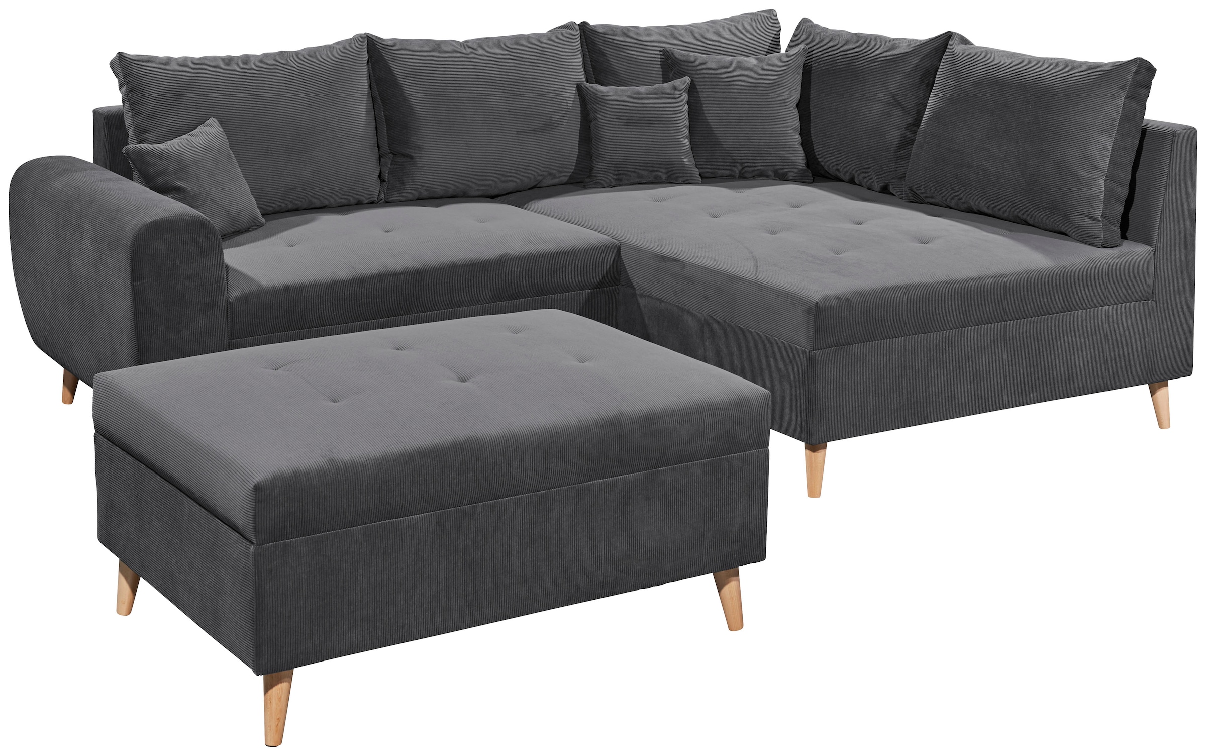 ED EXCITING DESIGN Ecksofa »Calanda L-Form«, mit Hocker & 3 Zierkissen