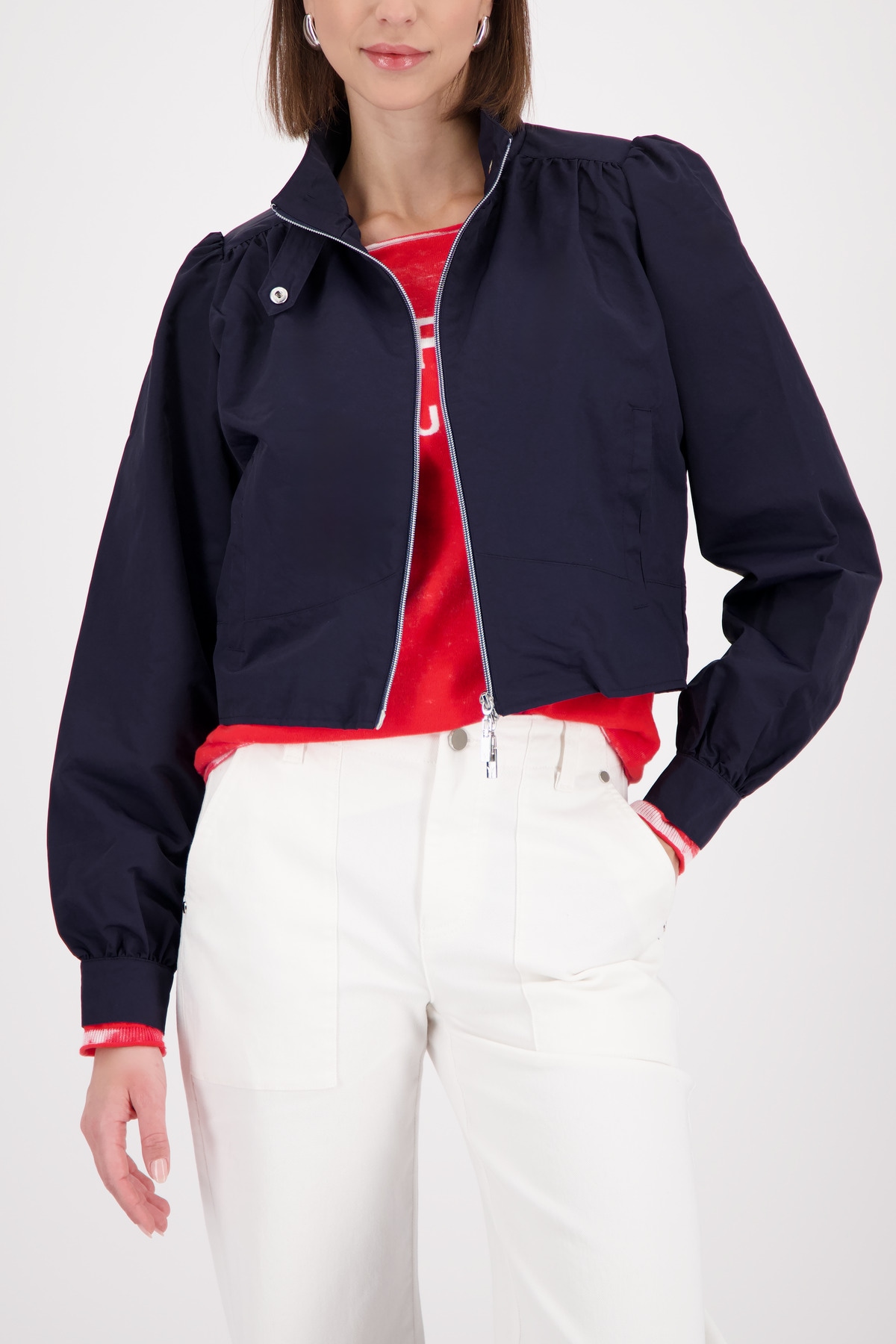Image of Monari Kurzjacke "Nylon" ohne Kapuze Stehkragen, Regular Fit, Kräuselung an der Schulter