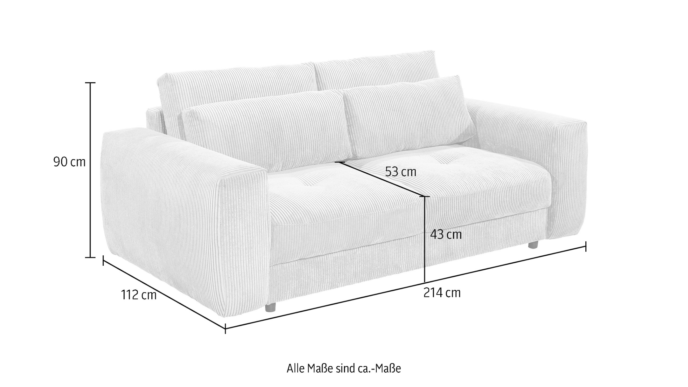 ED EXCITING DESIGN 2-Sitzer »Barura«, Big-Sofa mit 2 Nierenkissen