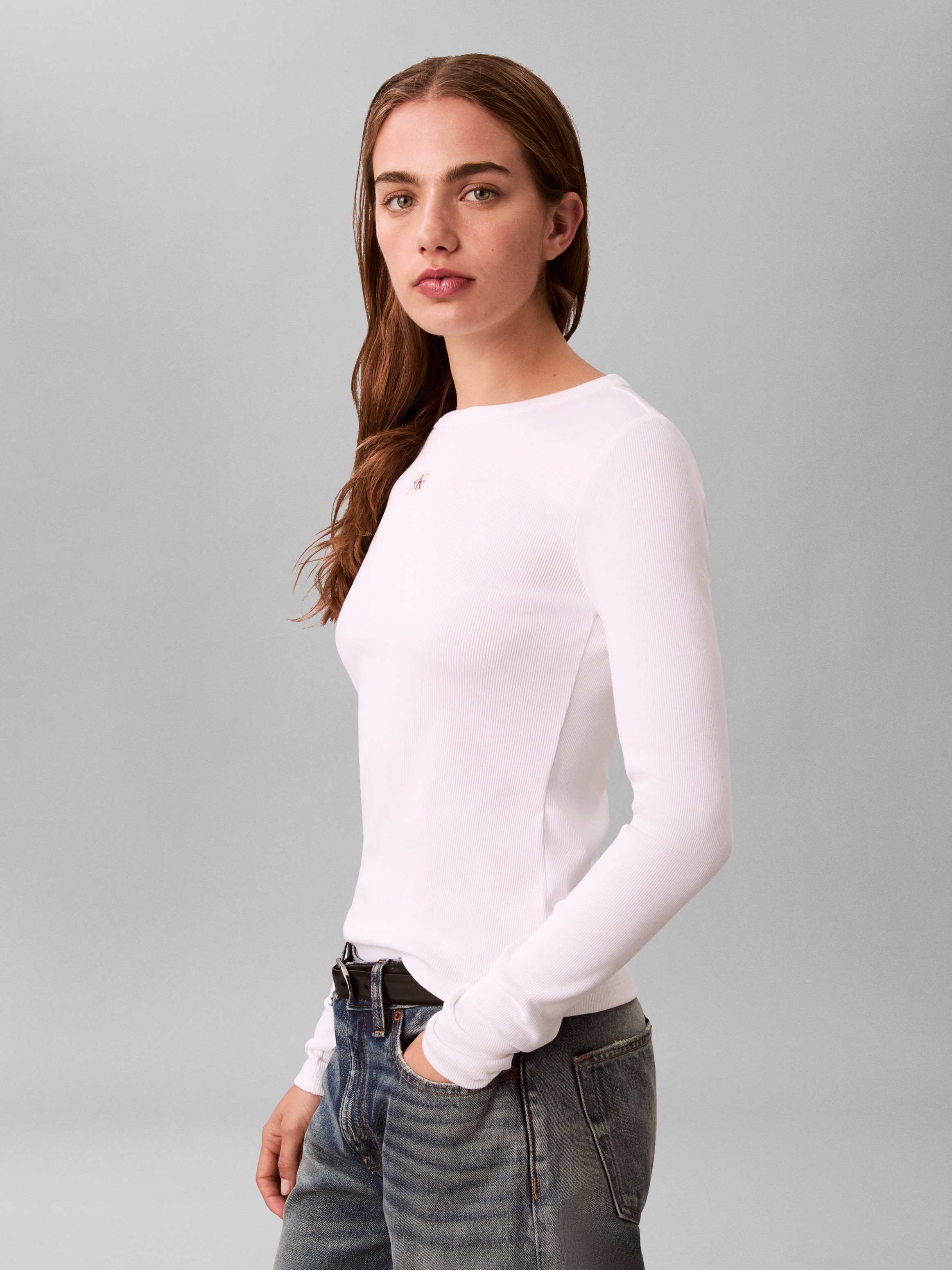 Calvin Klein Jeans Shirttop Figurbetonte Passform mit Rundhalsausschnitt