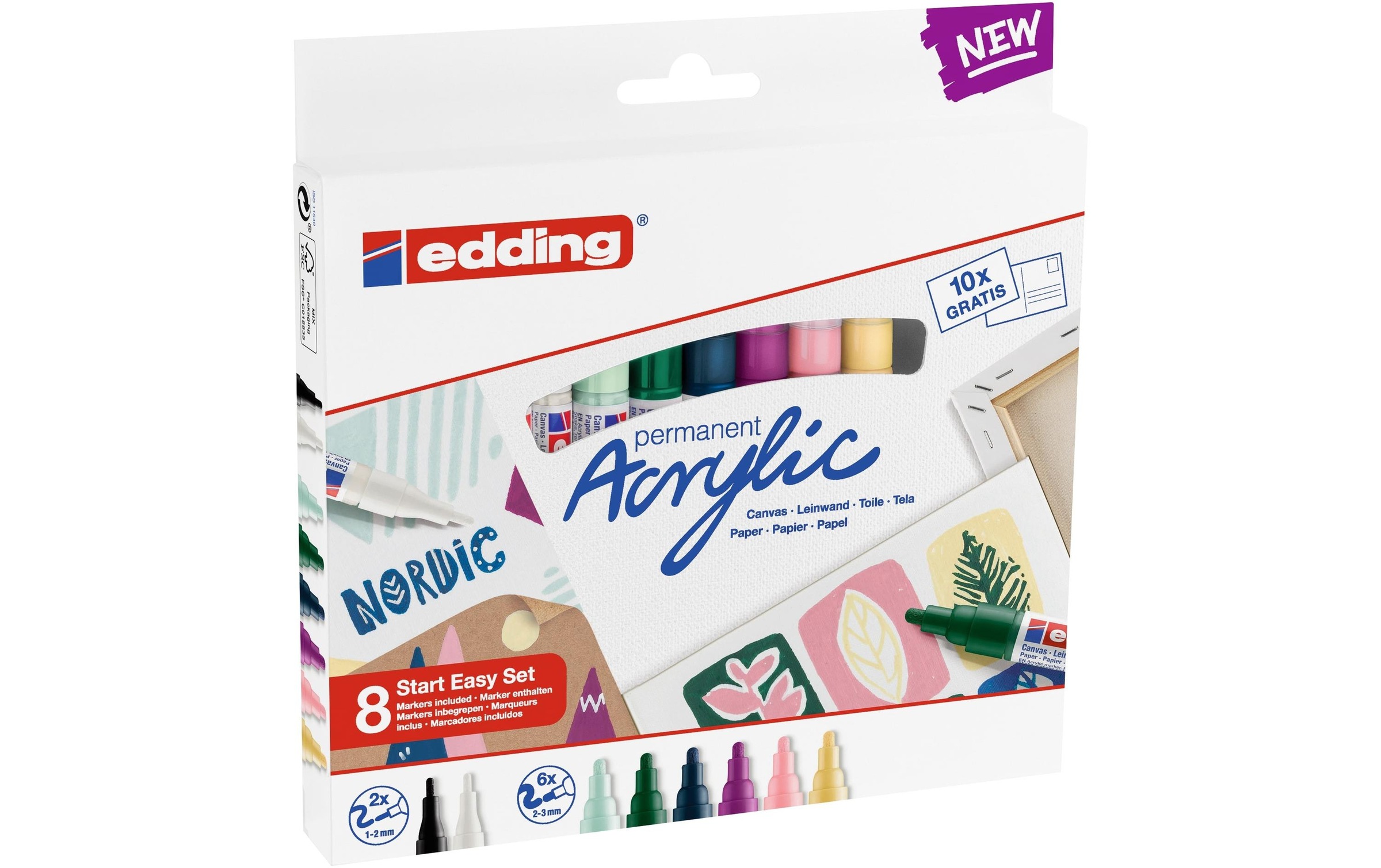edding Marker »Starter Set 8-teilig«, (8 tlg.), Strichstärke 3mm