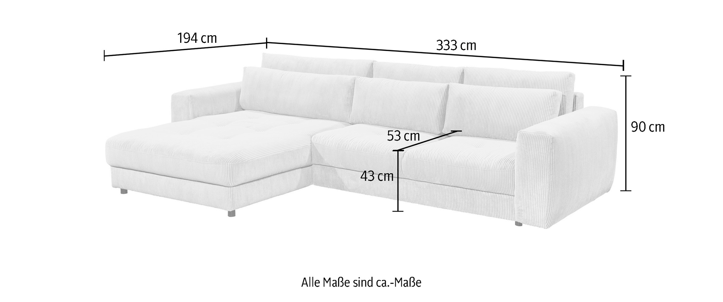 ED EXCITING DESIGN Ecksofa »Barura L-Form« mit 3 Nierenkissen