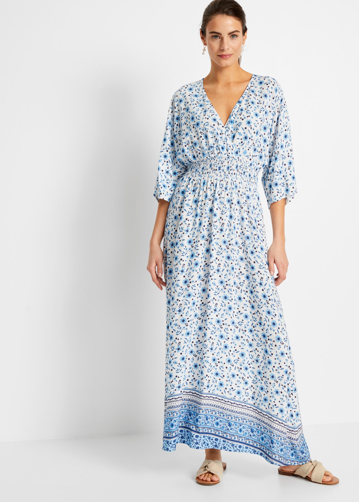 bonprix Maxi robe »Maxikleid aus reiner Viskose« en viscose, coupe évasée, style élégant, avec imprimé
