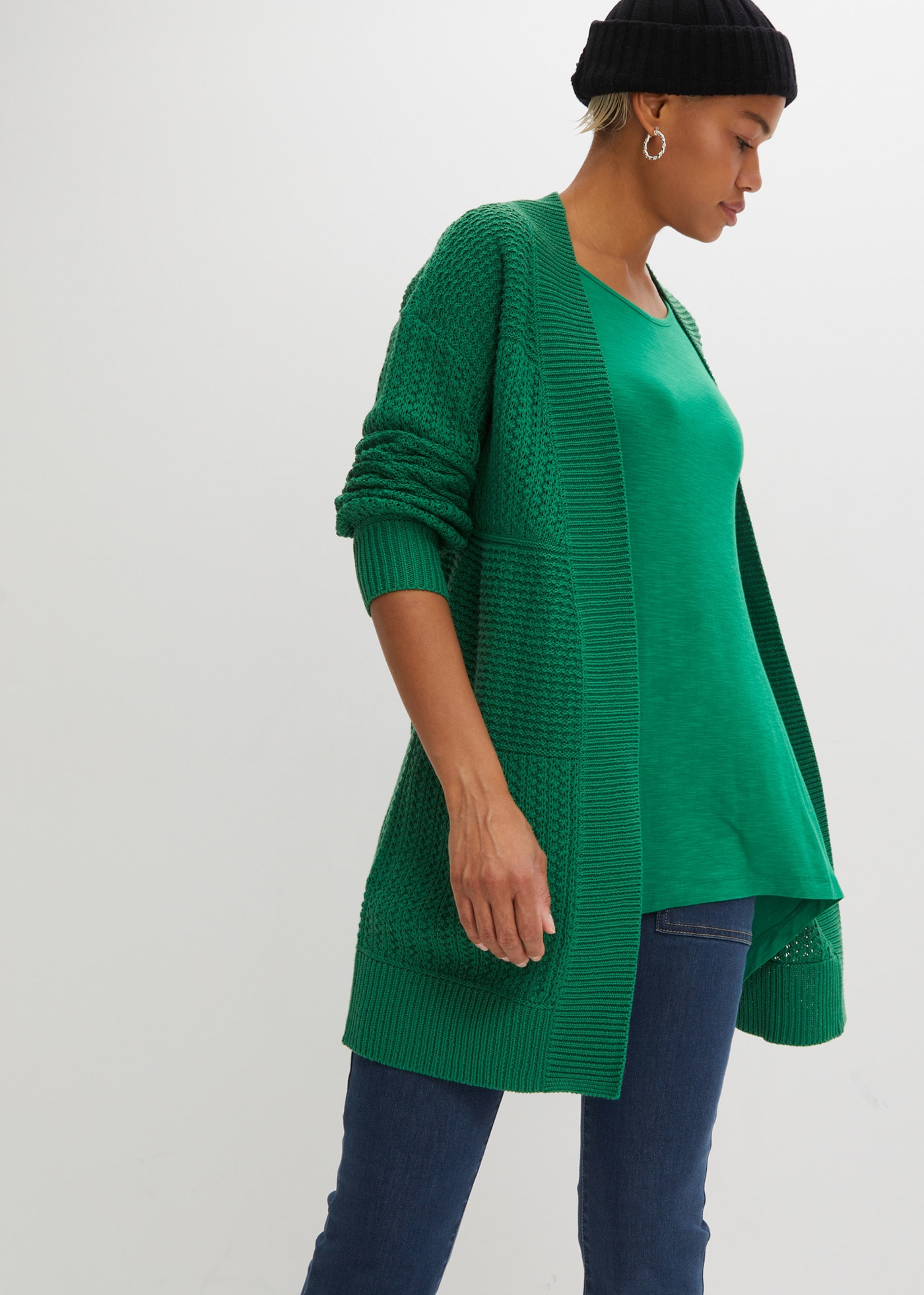 bonprix Longstrickjacke »Longstrickjacke« lockere Passform, mit Strickmuster, casual Stil