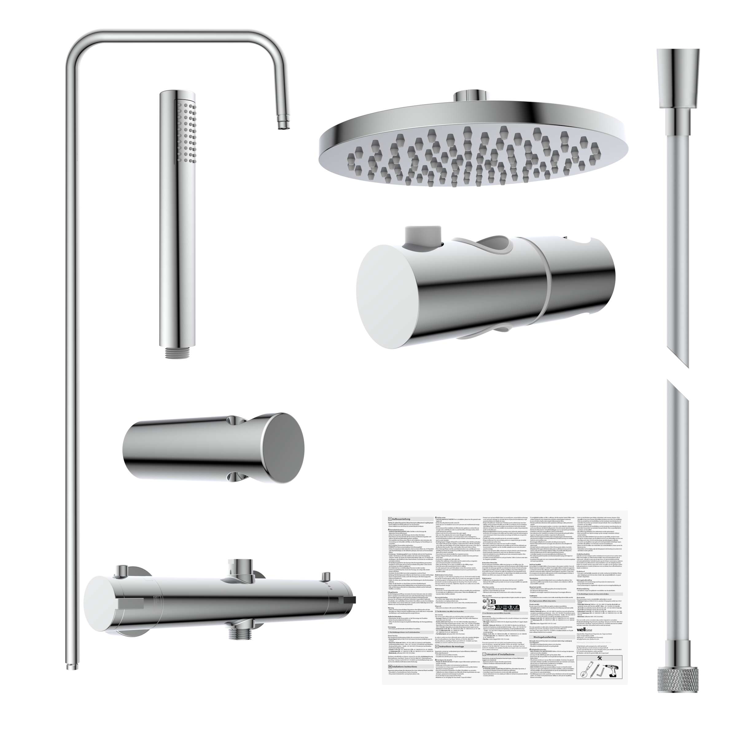 welltime Garniture de douche »Porto« Système de douche avec thermostat et sécurité à 38 °C, 