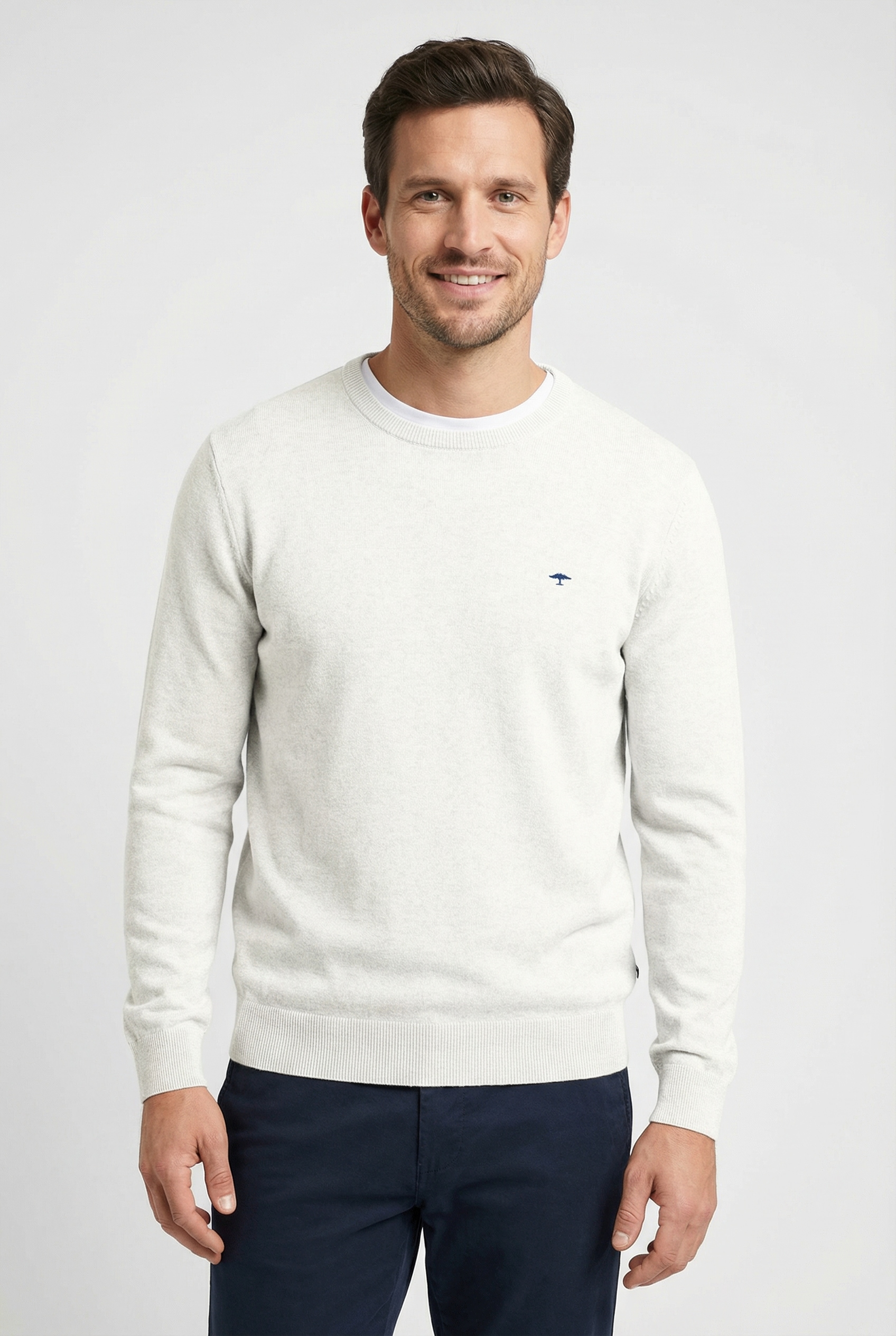 FYNCH-HATTON Pull à col rond aus Baumwolle, mit Rundhalsausschnitt, Regular Fit