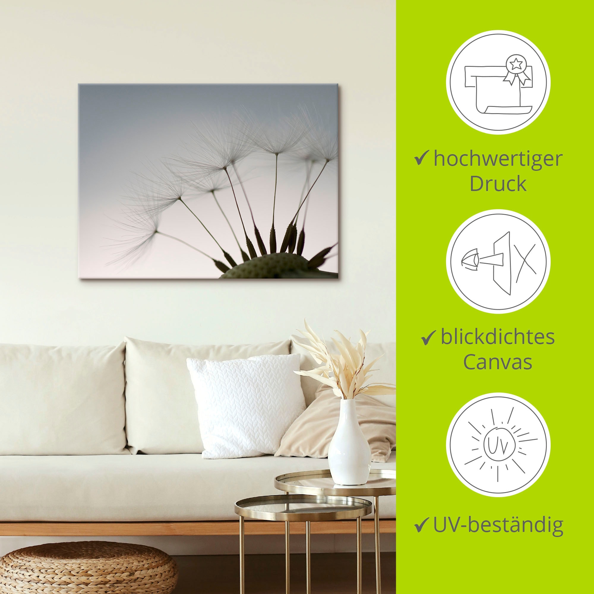 Artland Leinwandbild »Pusteblumen-Samen I« Blumen 1 Stk. tlg. auf Holzrahmen gespannt