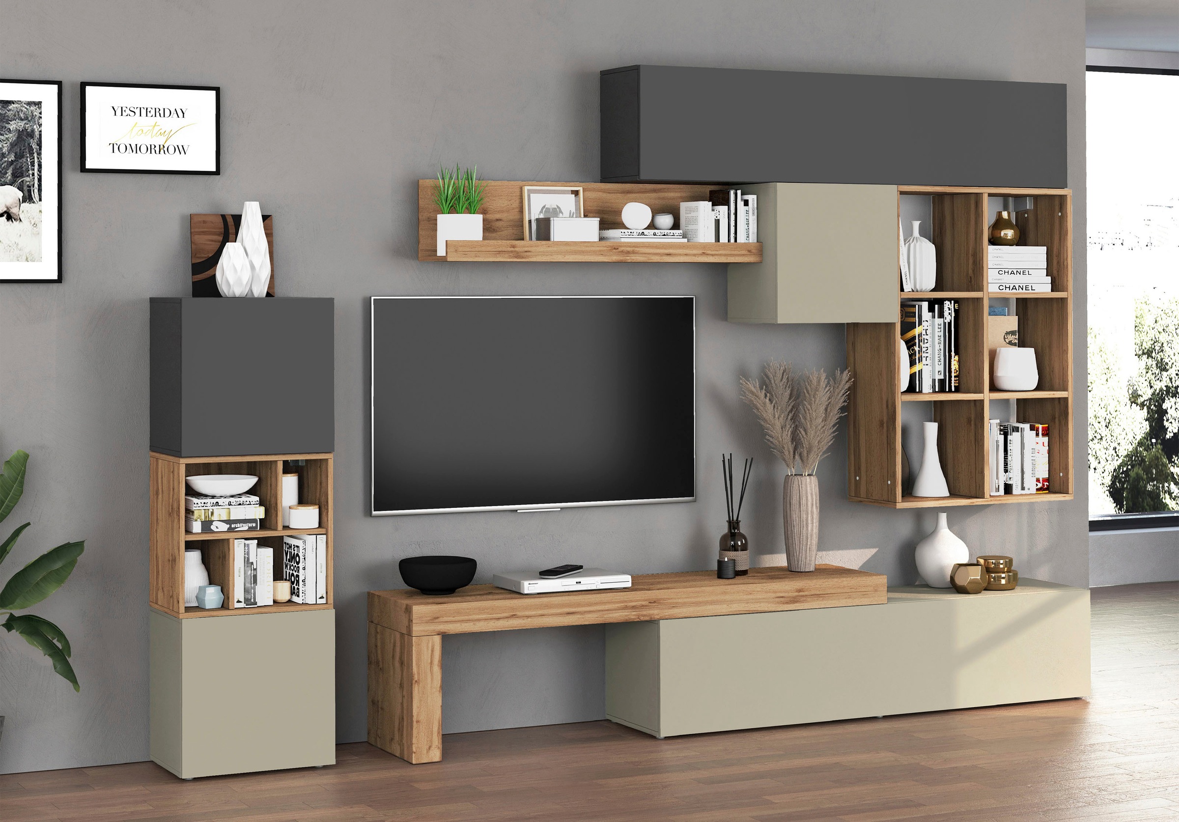 INOSIGN Wohnwand »Chronos Wohnwand, Medienwand, 8-er set« Set, 8 Stk. tlg.