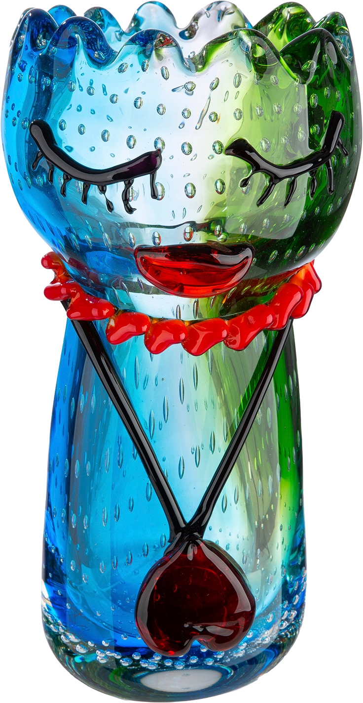 Image of GILDE Tischvase "Gesichtsvase Jessica mehrfarbig H. 25 cm" Gesichtsvase, Glas, Fraumotiv, Blumenvase, künstlerisch, modern