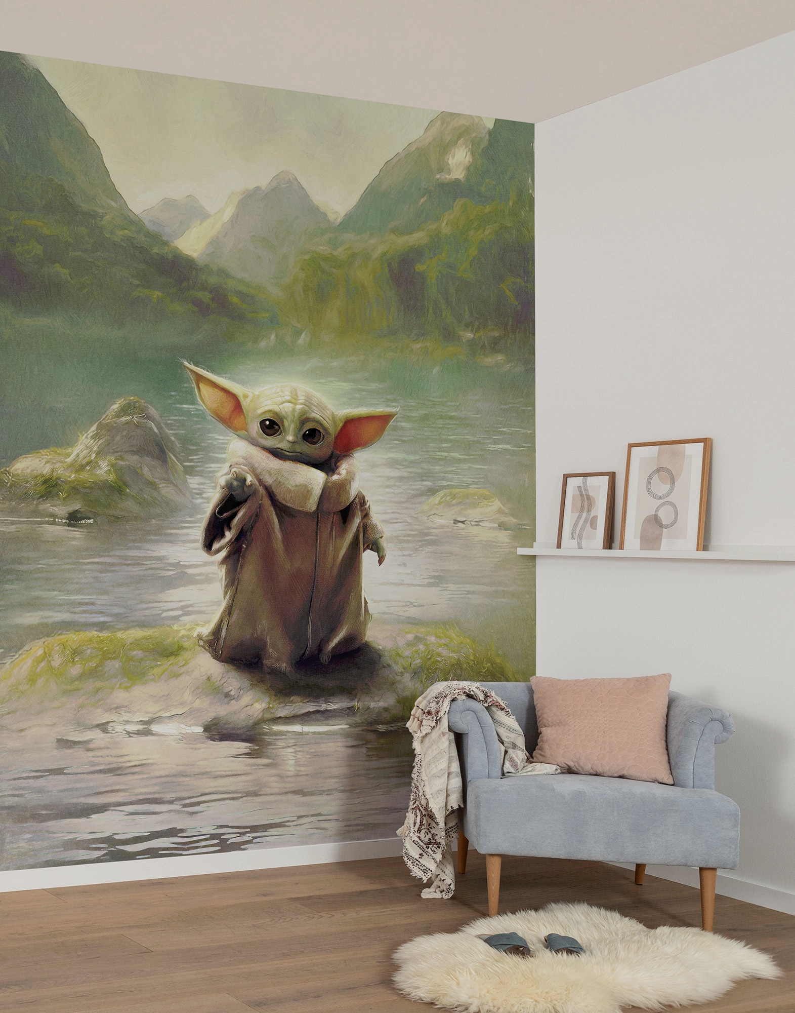 Image of Komar Kindertapete "Star Wars The Mandalorian Grogu Landscape" bedruckt glatt