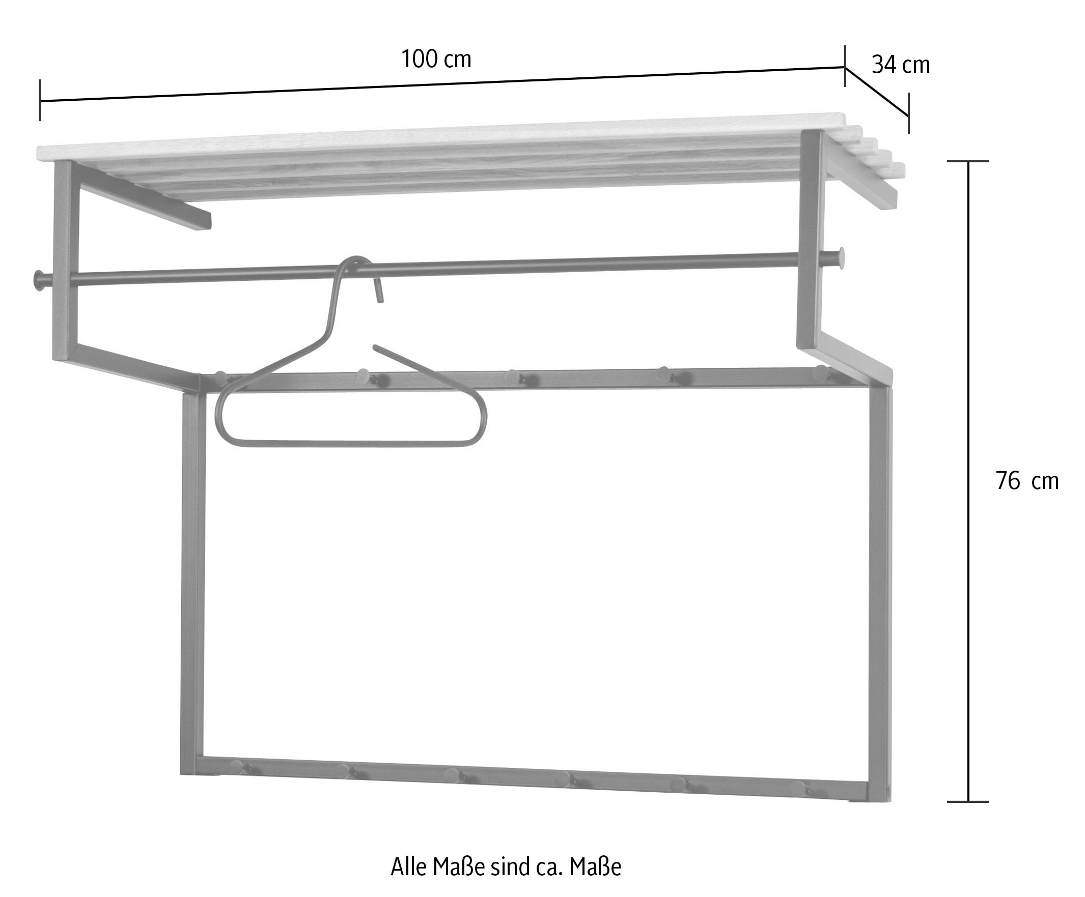 Spinder Design Garderobenleiste Metall, Breite 100 cm, Familien-Garderobe, 11 Haken