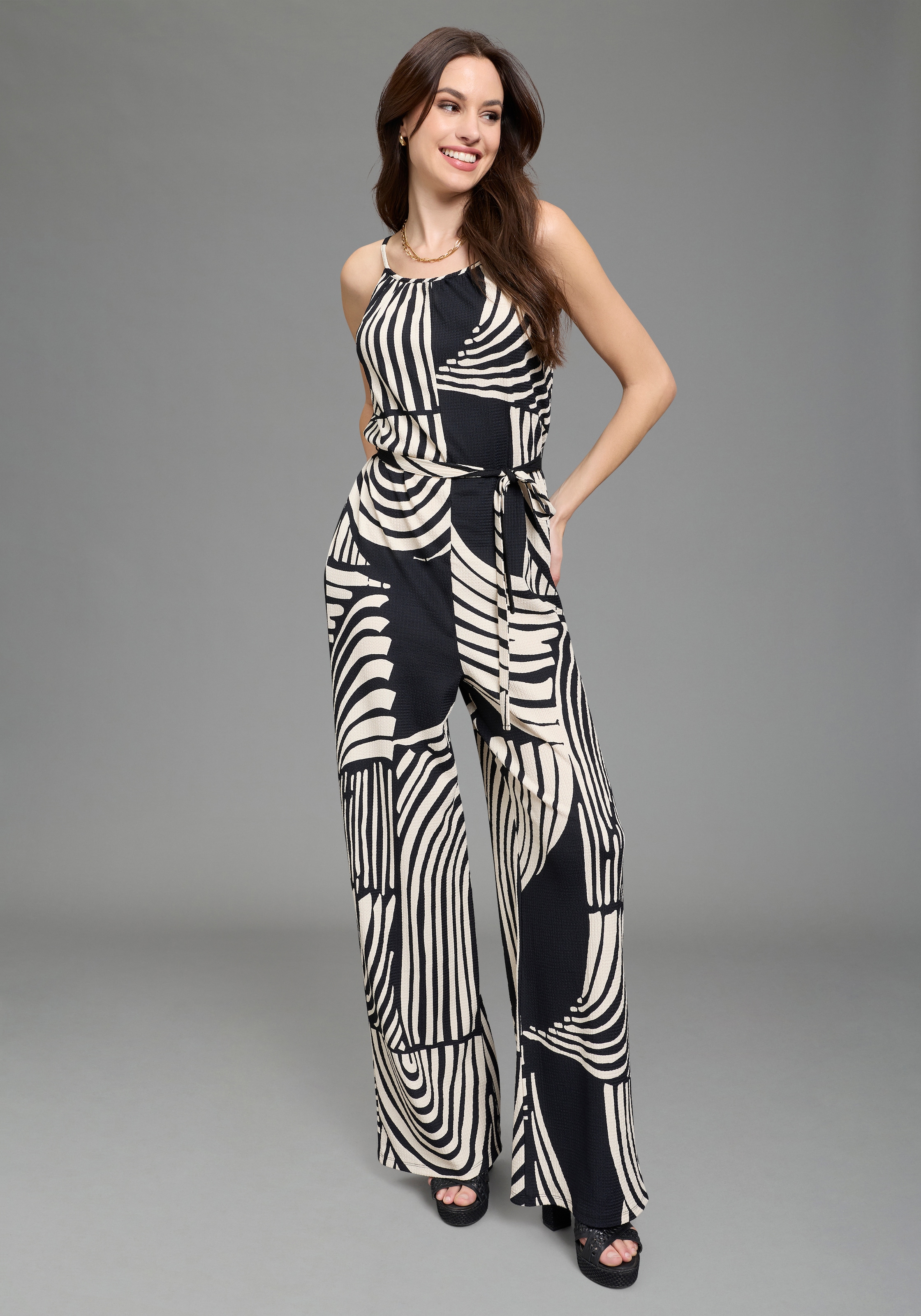 Image of Laura Scott Jumpsuit abstrakt Gemustert, ohne Ärmel, aus Polyester und Elasthan