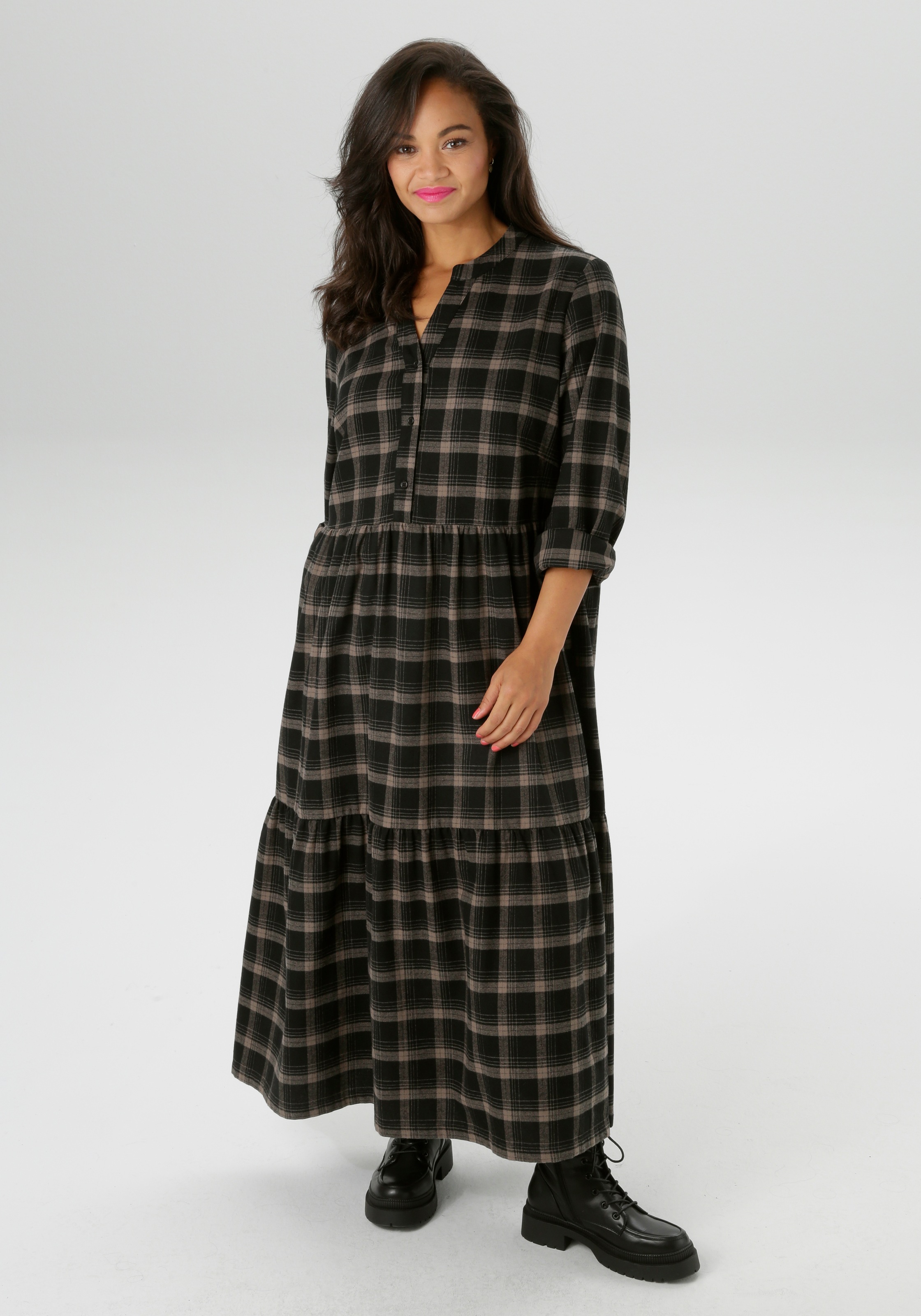 Aniston PLUS Karokleid, aus weicher Flanell mit Karo - NEUE KOLLEKTION