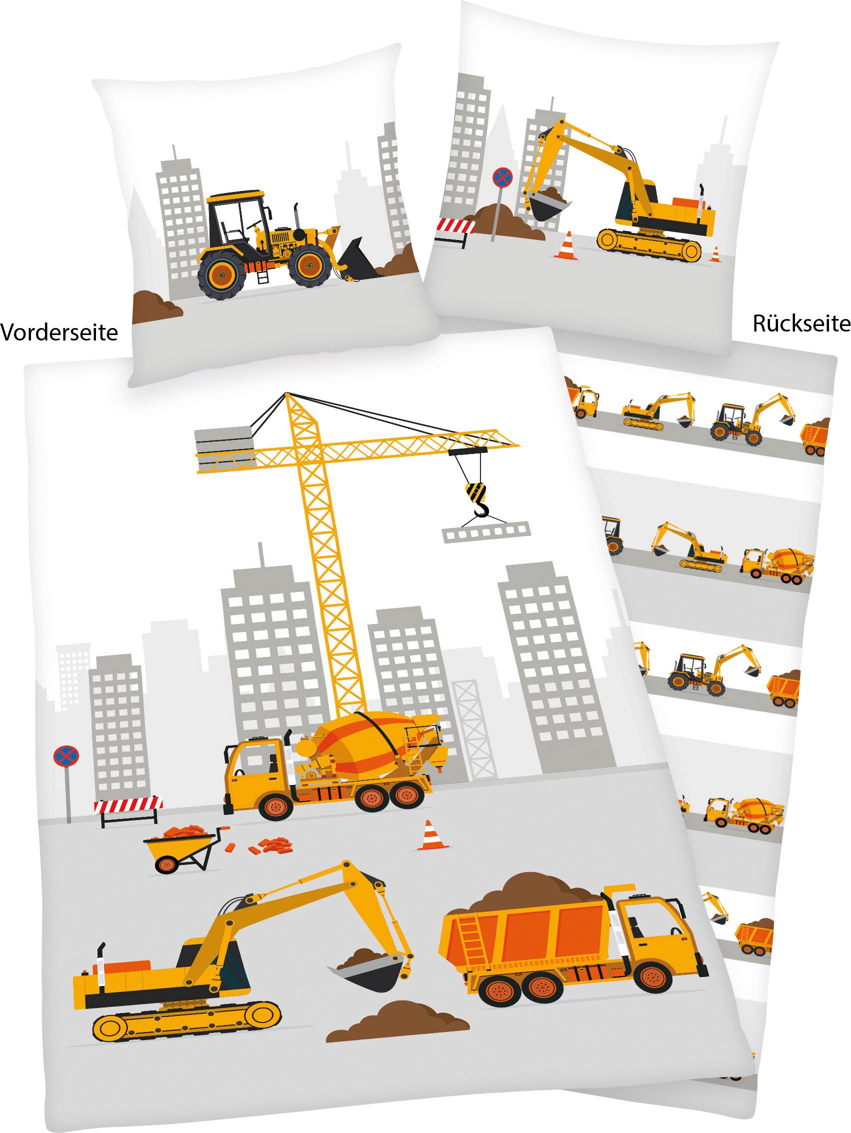 Image of Herding Young Collection Kinderbettwäsche "Baustelle" 2 Stk. mit tollem Motiv