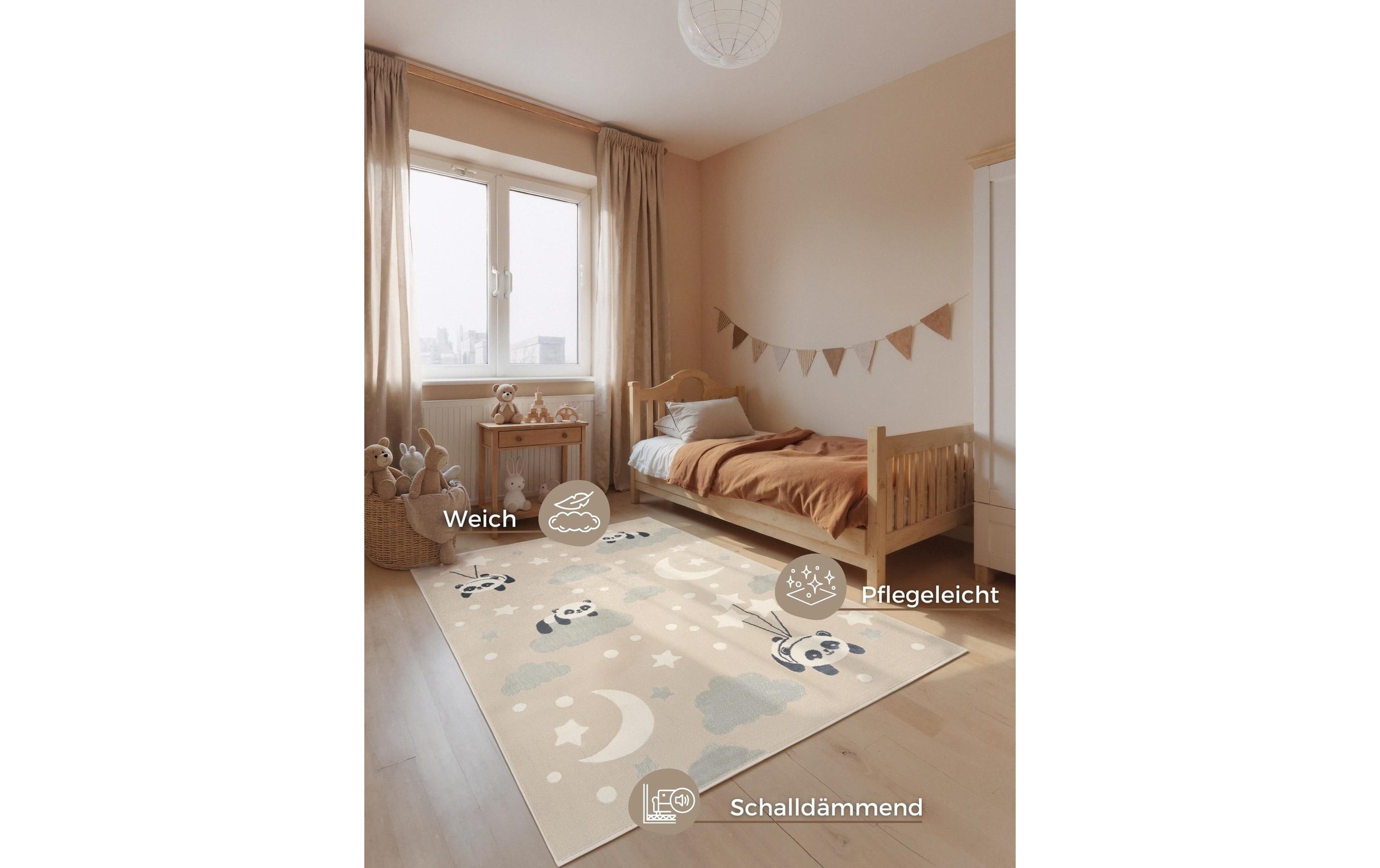 HANSE Home Kinderteppich »Dreamy Panda« rechteckig 10 mm Höhe Pflegeleicht, Weich, Kinderzimmer, Spielteppich, Spielunterlage