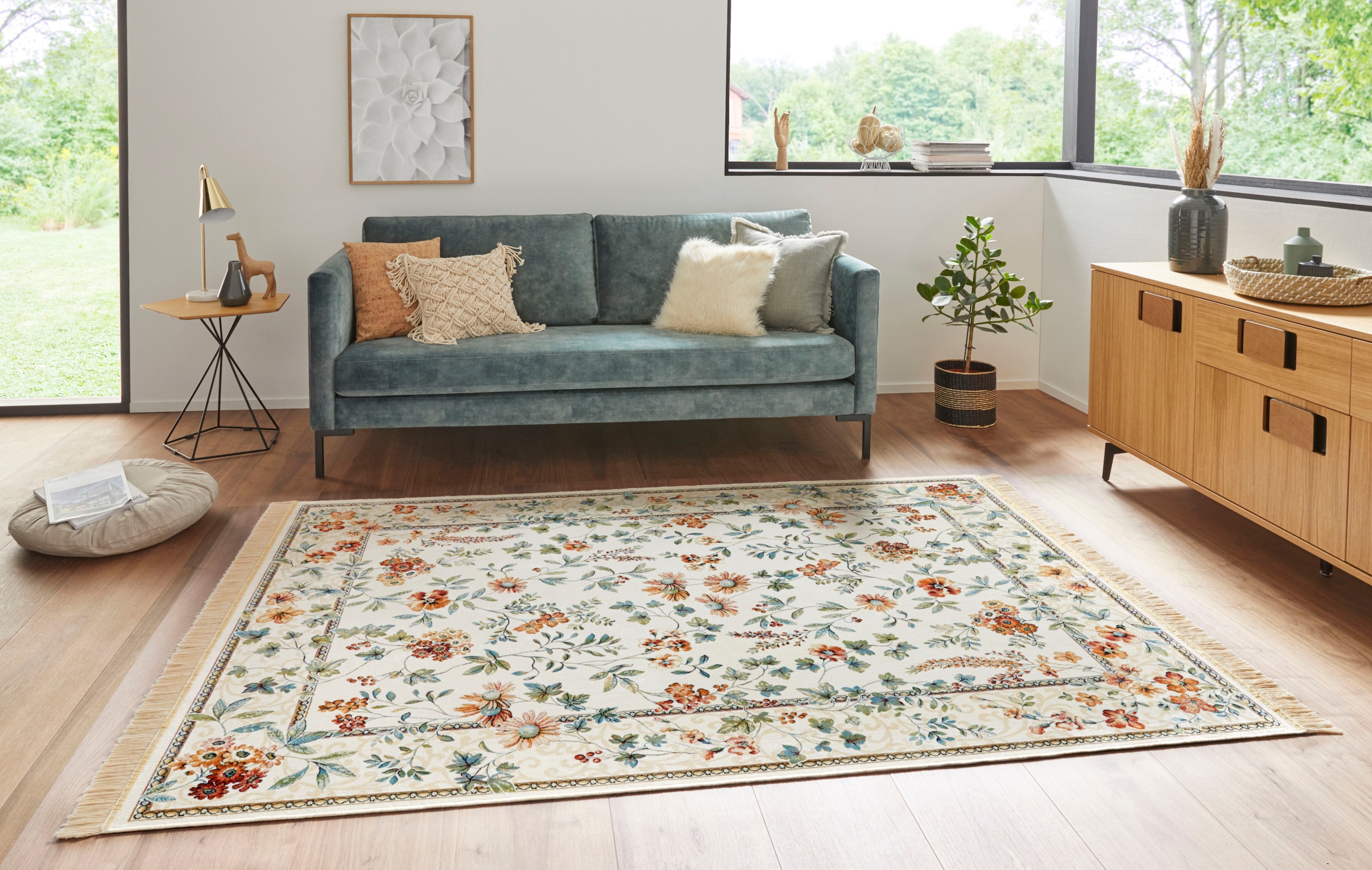 »Orient Teppich rechteckig, Orientalisch à mit Esszimmer NOURISTAN prix Wohnzimmer, bas Orient, Flowers«, Schlafzimmer, Fransen,