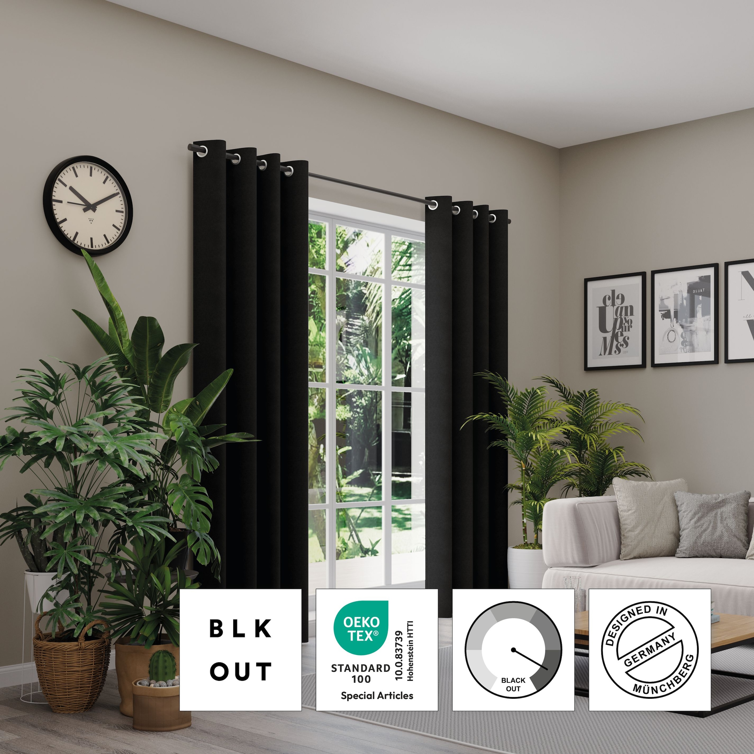 Neutex for you! Vorhang nach Mass »VELVETDREAM« Ösen 1 Stk. tlg. Uni Blackout mit samtiger Oberfläche