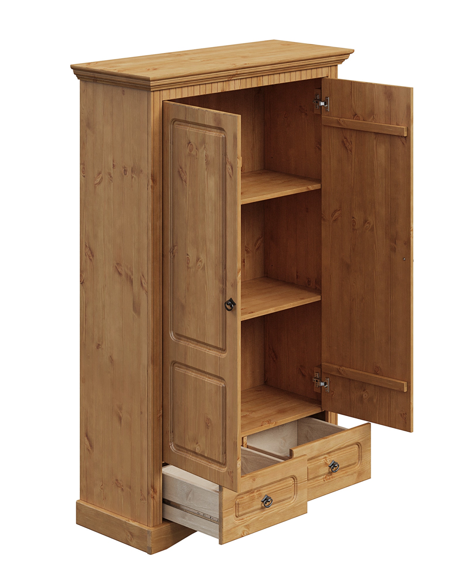 GOODproduct Wäscheschrank »Rustic« B/T/H: 94/39/150 cm,  aus massiver Kiefer, FSC®, schöne Kassettenoptik, mit Ringgriffen