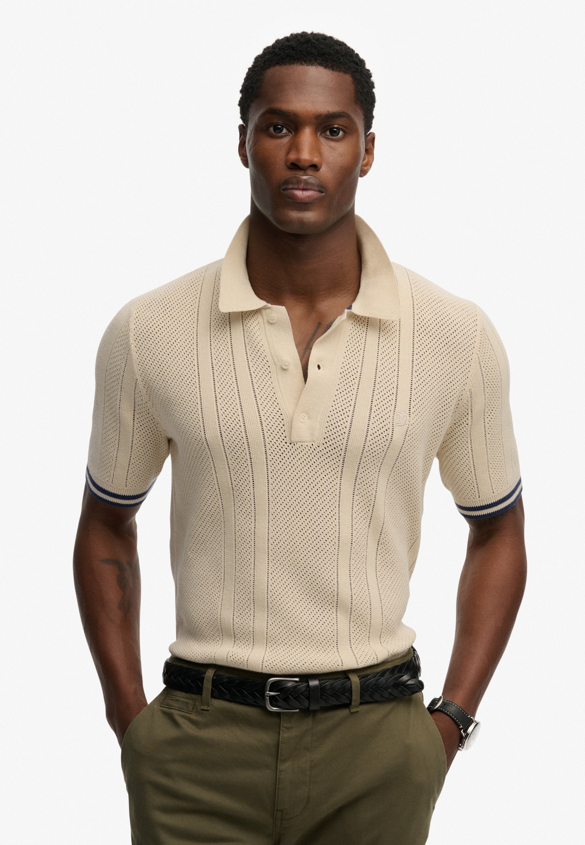 Image of Superdry Poloshirt "KNITTED TEXTURE S/S POLO" Baumwolle, relaxed fit