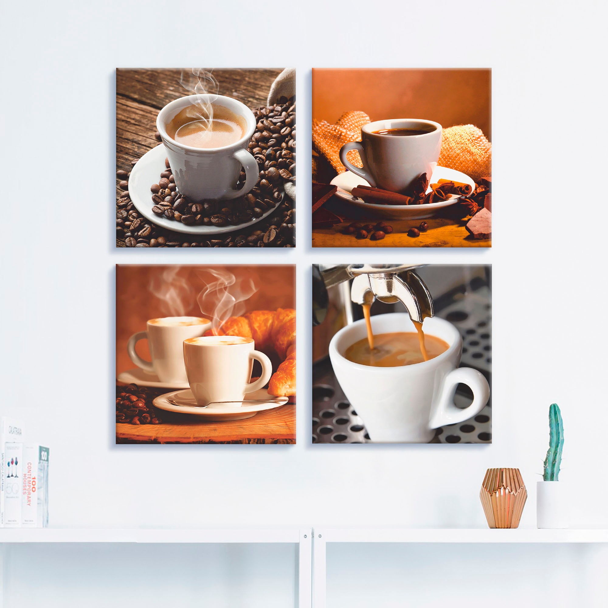 Artland Leinwandbild »Kaffee Bilder«, Getränke, (4 St.), 4er Set, verschiedene Grössen