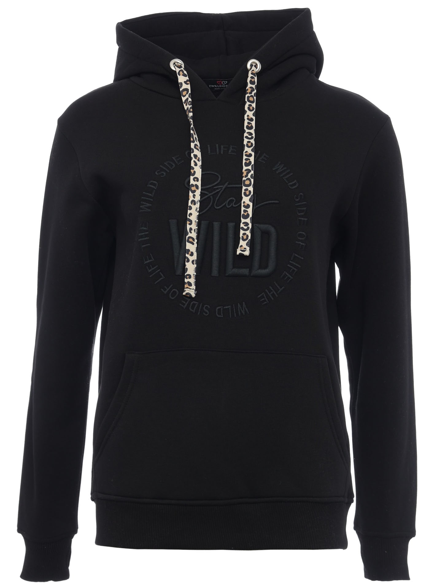 Zwillingsherz Hoodie »"Nelina"«, mit Leo Band und schlichter Stickerei "Stay Wild"