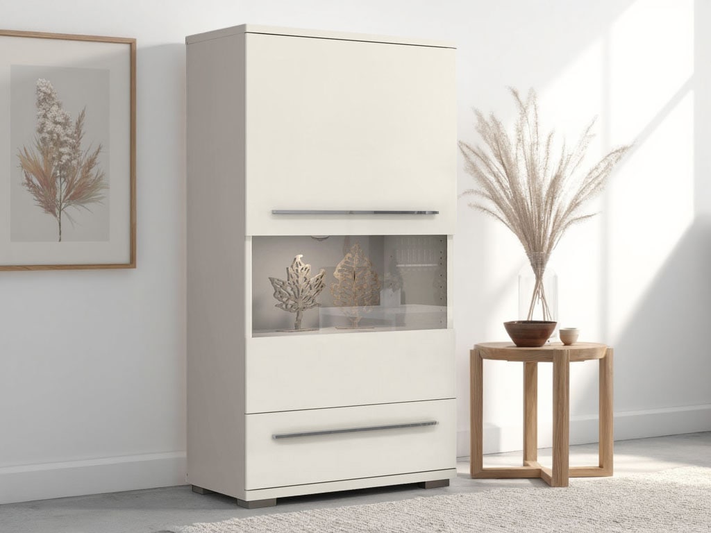 PLACES OF STYLE Highboard »Piano Vitrine« (H/B/T): 123/69/40,2cm,  UV lackiert, Soft-Close Funktion