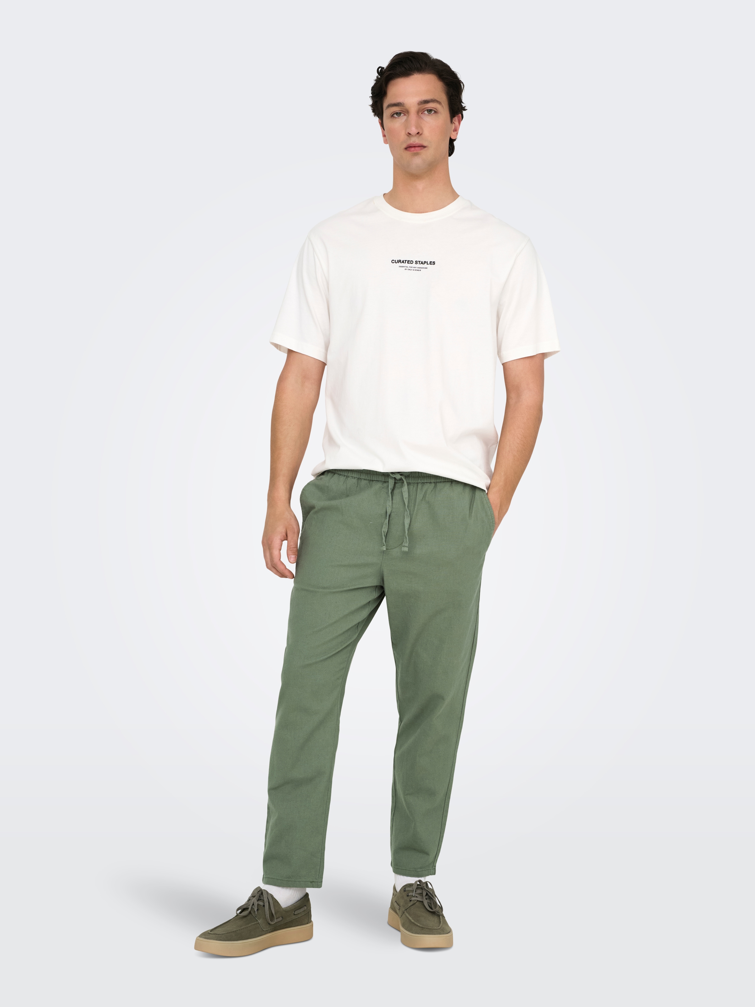 ONLY & SONS Pantalon en tissu »ONSLINUS CROP 0007 COT LIN PNT NOOS«  mit Leinen