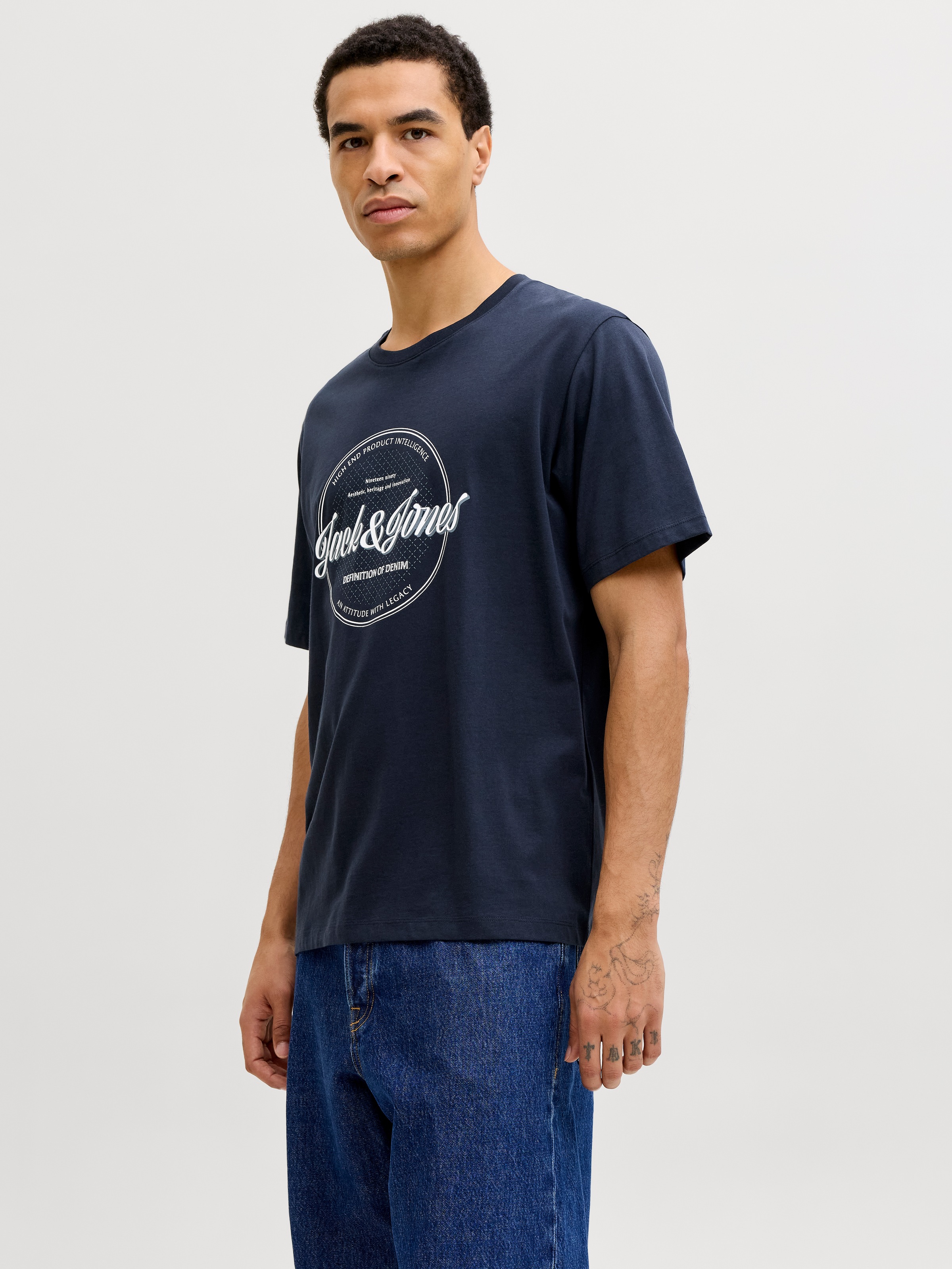 Image of Jack & Jones Rundhalsshirt "JJEDOVER DENIM TEE SS O-NECK SN" mit Logobranding