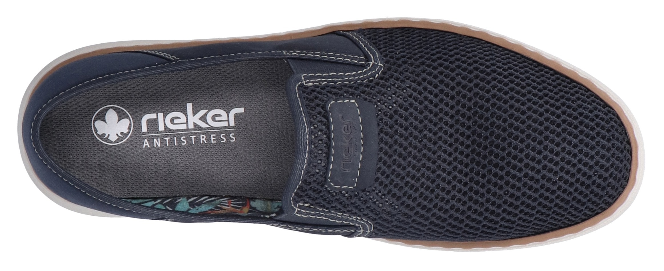 Rieker Slipper  Espadrilles, Sommerschuh mit kontrastfarbenen Ziernähten