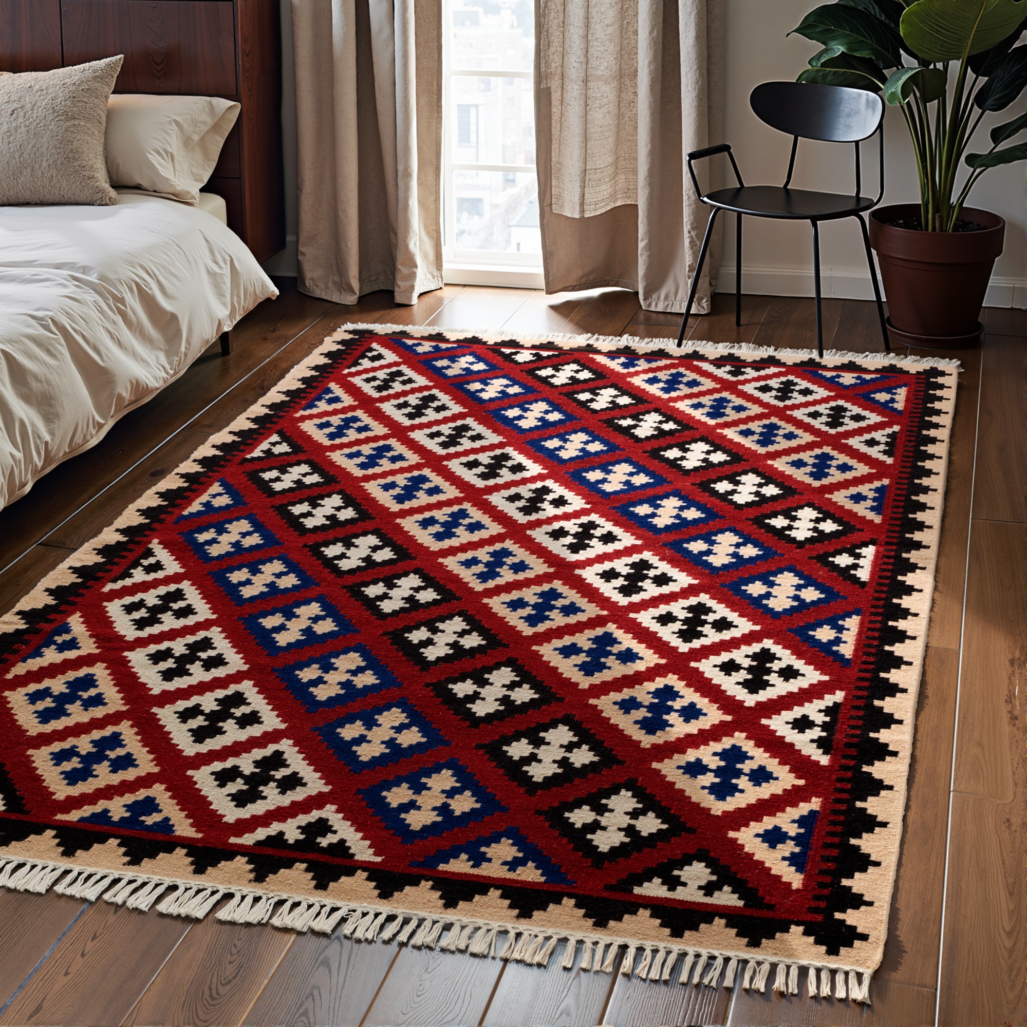 Image of HANSE Home Teppich "Kelim Rami" rechteckig 3 mm Höhe Wolle, Baumwolle, Natur, Handgewebt, orientalisch, Boho, traditionell