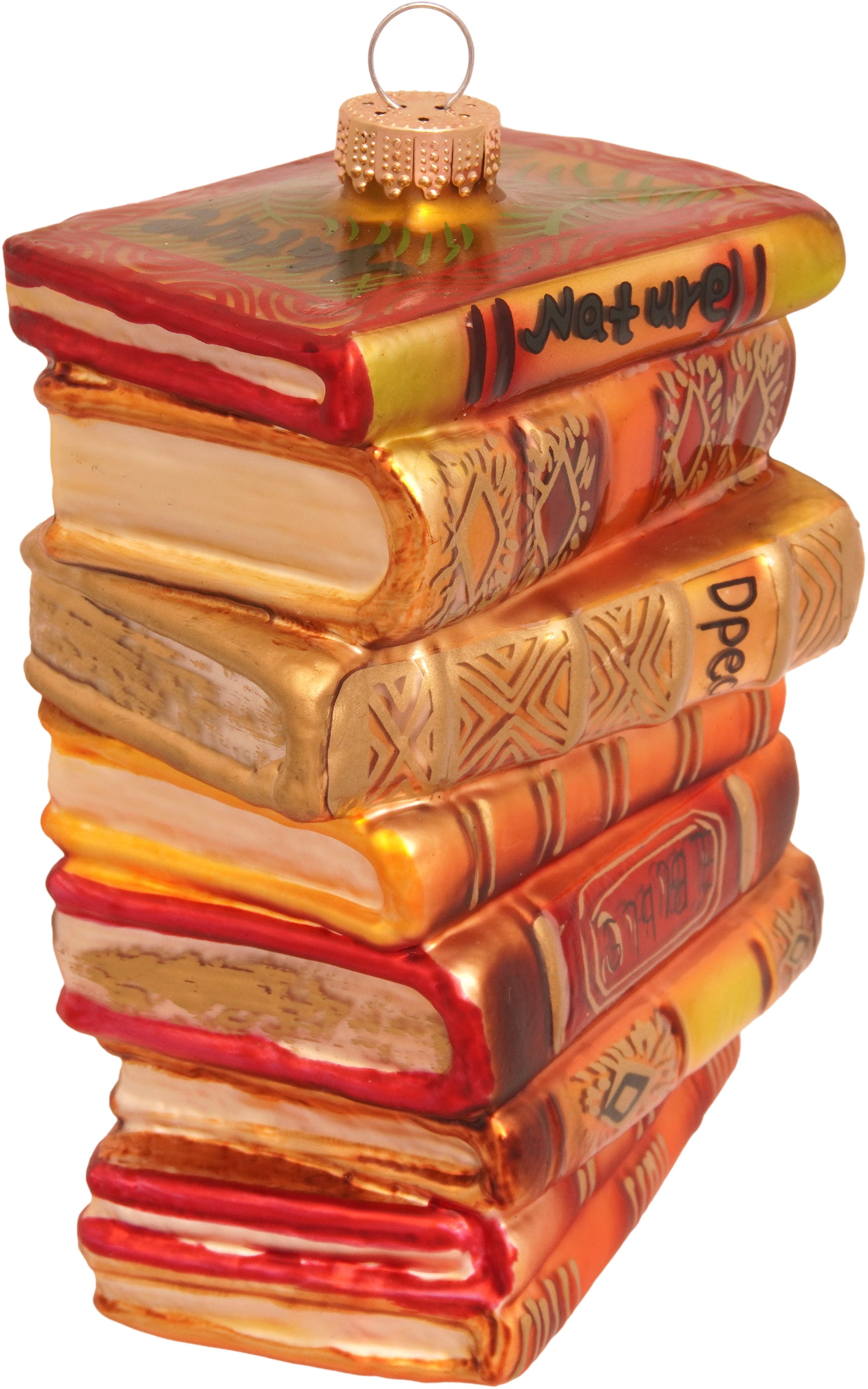 Krebs Glas Lauscha Décorations pour l'arbre de Noël »Antiker Bücherstapel, Weihnachtsdeko, Christbaumschmuck« soufflé bouche