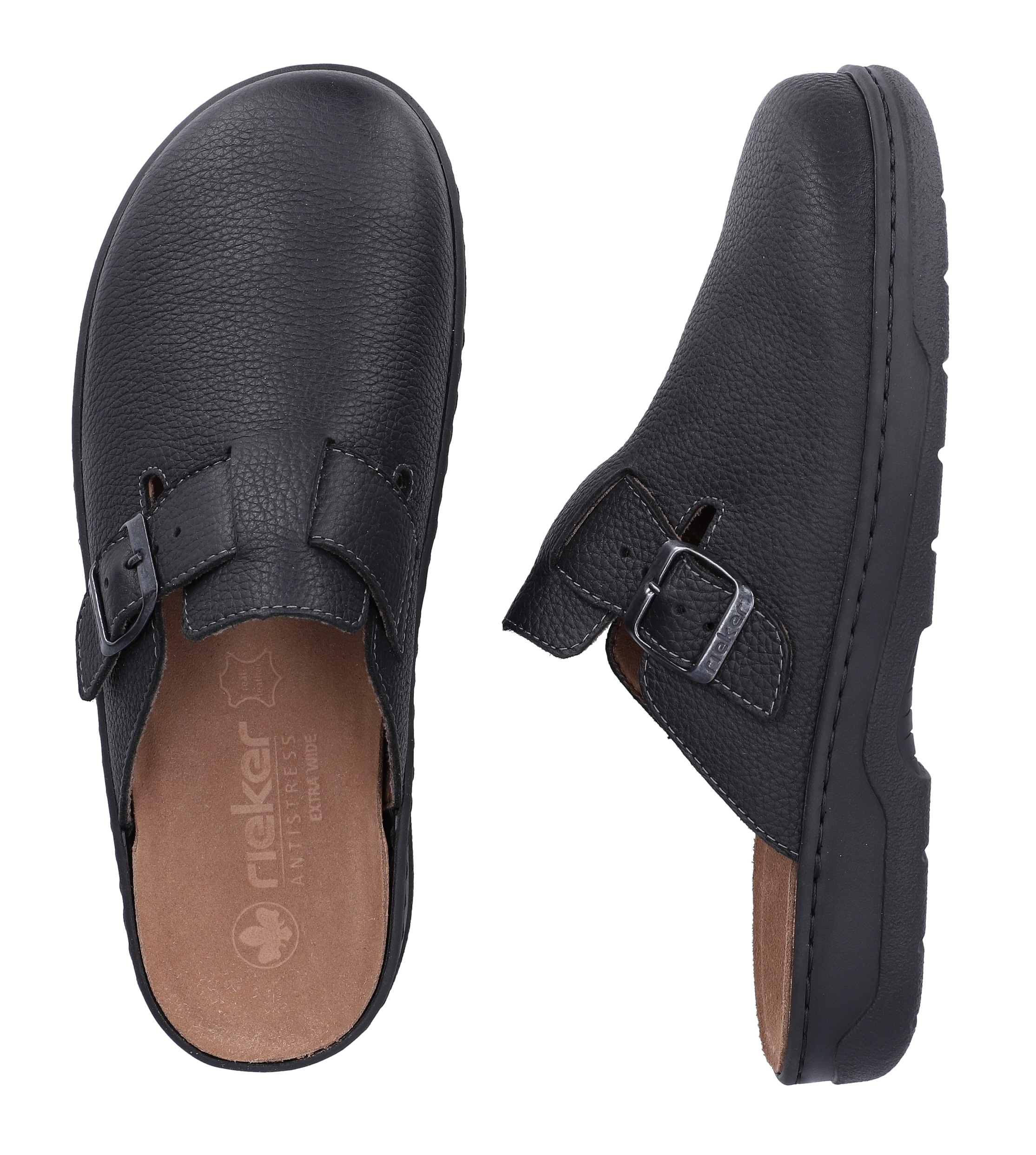 Rieker Clog  Pantolette, Schlupfschuh, Hausschuh mit herausnehmbarem Fussbett