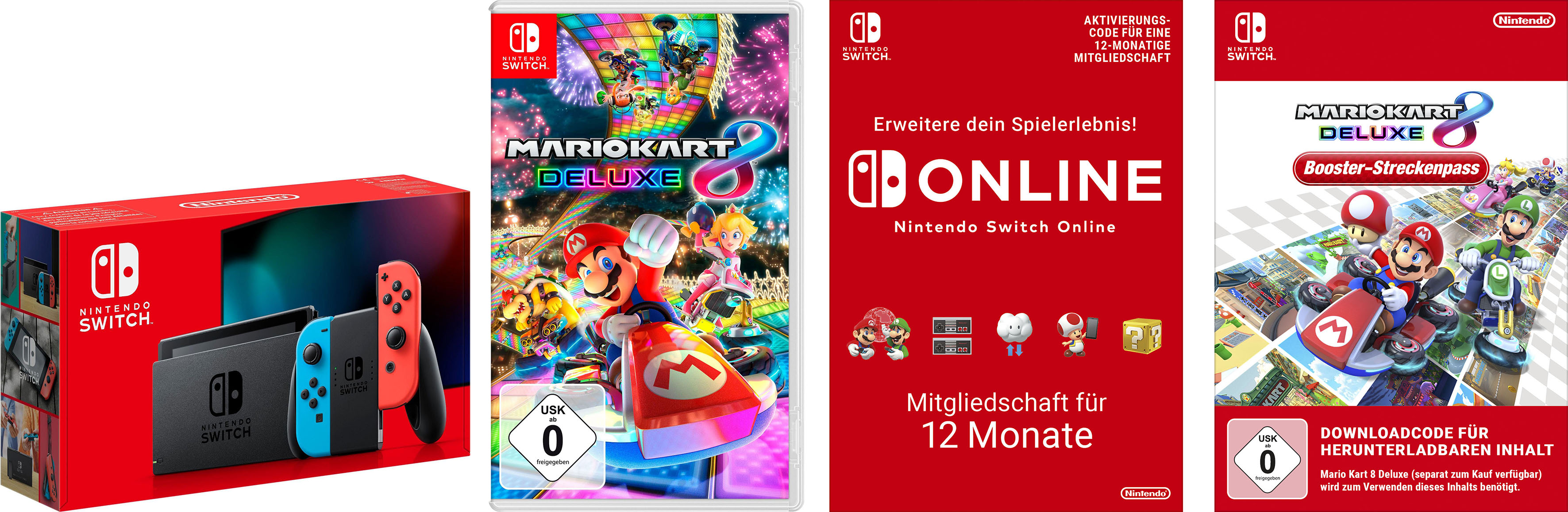 Image of Nintendo Switch Konsolen-Set, inkl. Mario Kart 8 + Booster-Streckenpass + Mitgliedschaft Nintendo Switch Online bei Ackermann Versand Schweiz