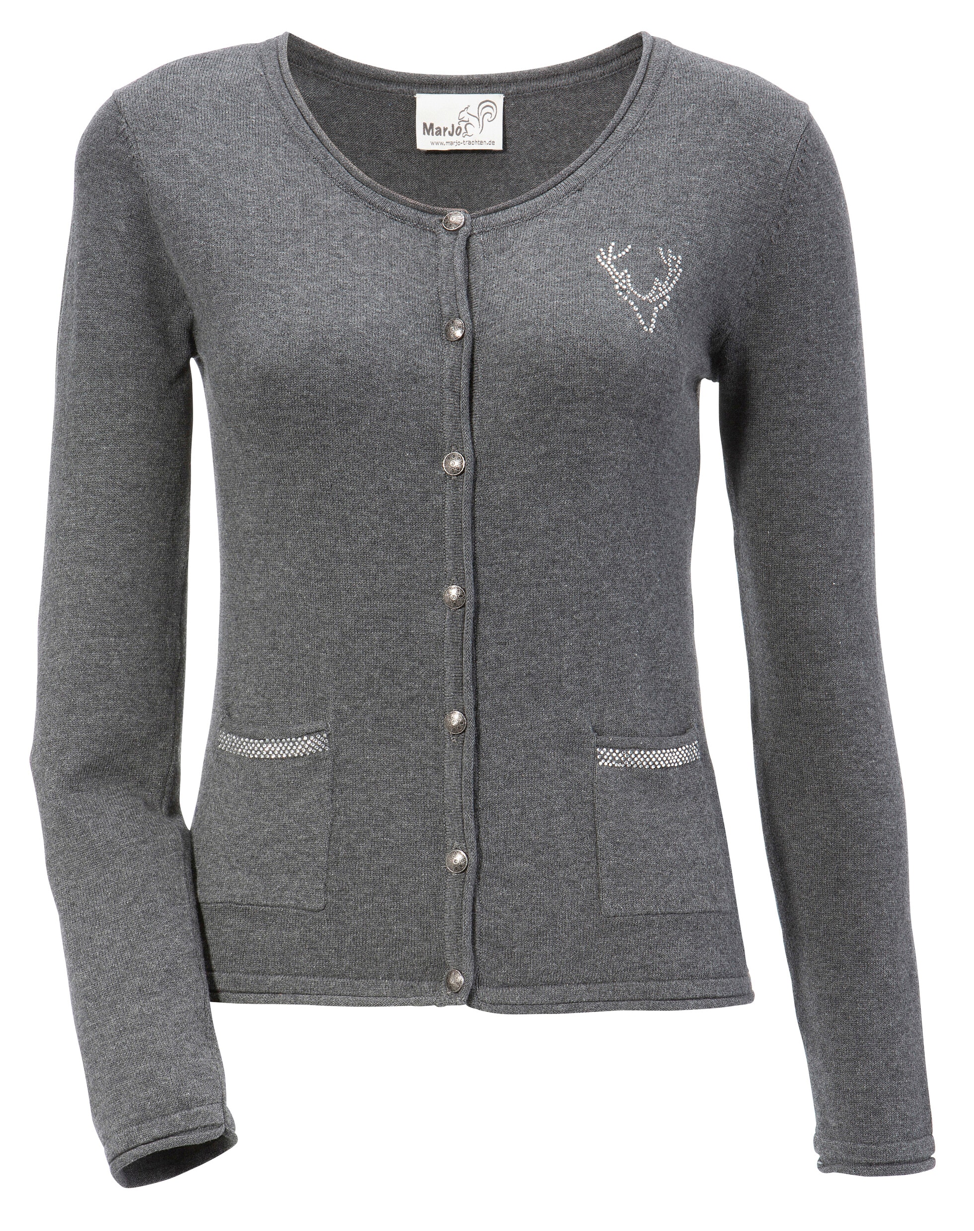 Image of MarJo Trachtenstrickjacke, Damen, mit Hirschmotiv aus Strasssteinen am Rücken bei Ackermann Versand Schweiz
