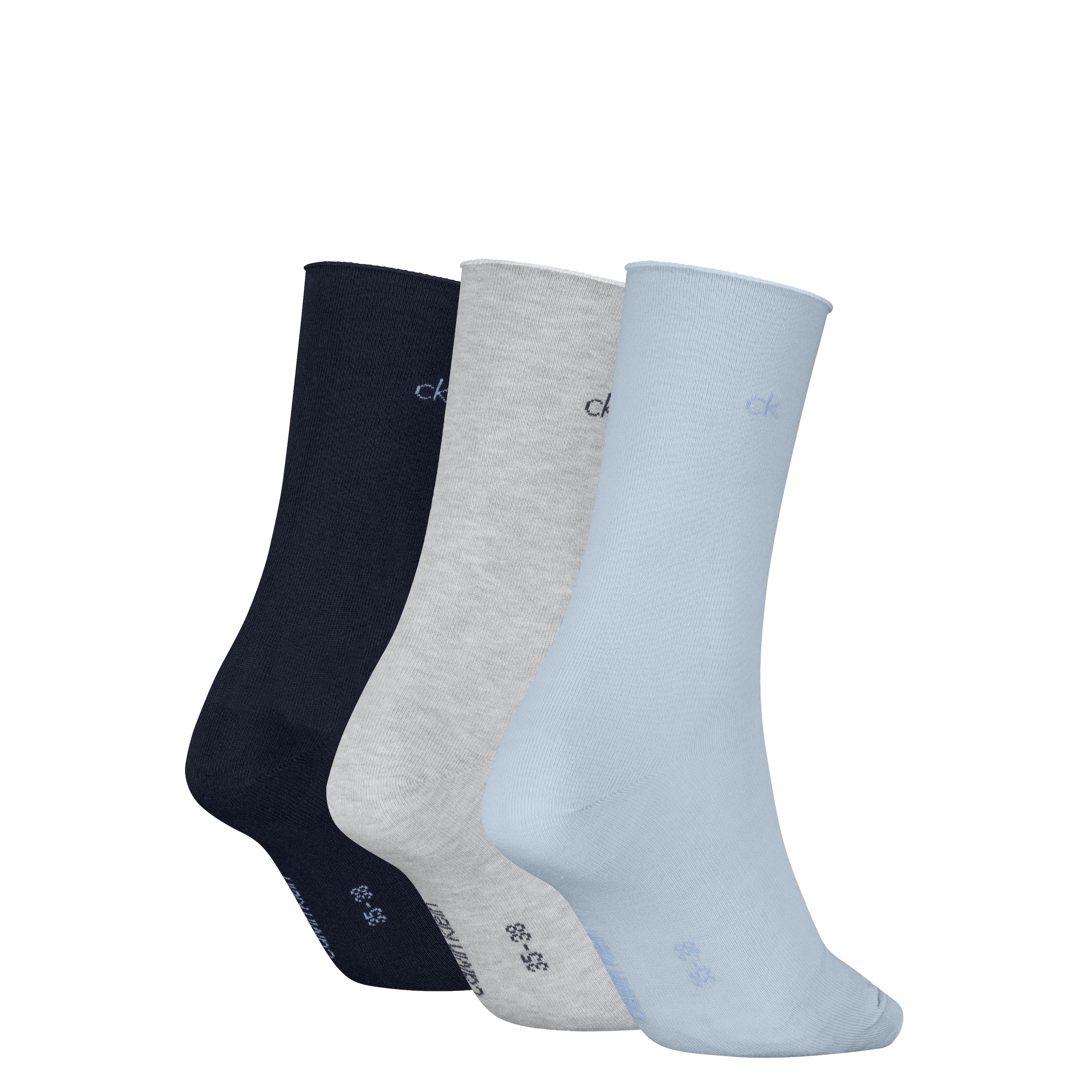 Calvin Klein Chaussettes »CK WOMEN SOCK ROLLTOP« 3 Paar,  mit kleinem Rollbund, Cotton-Mix