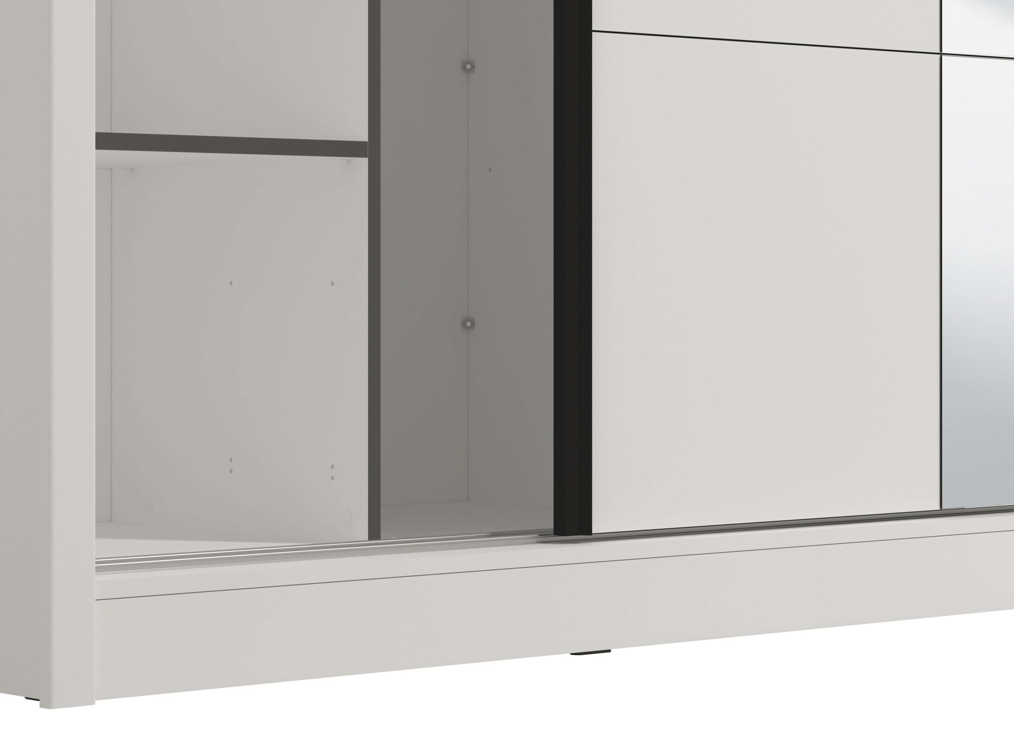 INOSIGN Schwebetürenschrank »Albi, Schlafzimmerschrank, Wäscheschrank in cashmere oder weiss«, Kleiderschrank mit Spiegel MIT Innenausstattung,FSC®-zertifiziert