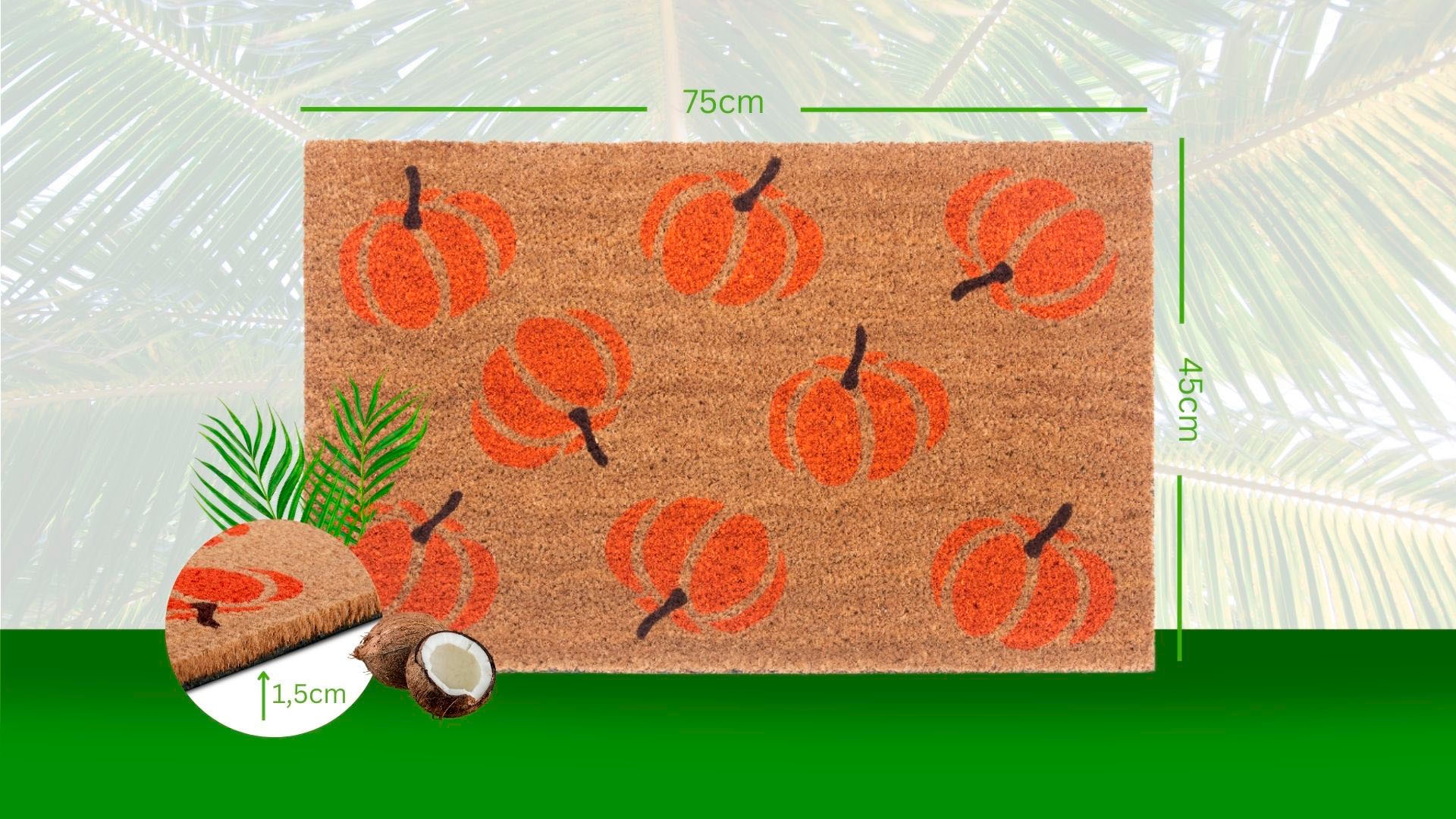 HANSE Home Fussmatte »Mix Mats Kokos Pumpkins, Türmatte«, rechteckig, 15 mm Höhe, Kokos, Schmutzfangmatte, Outdoor, Rutschfest, Innen, Kokosmatte, Flur