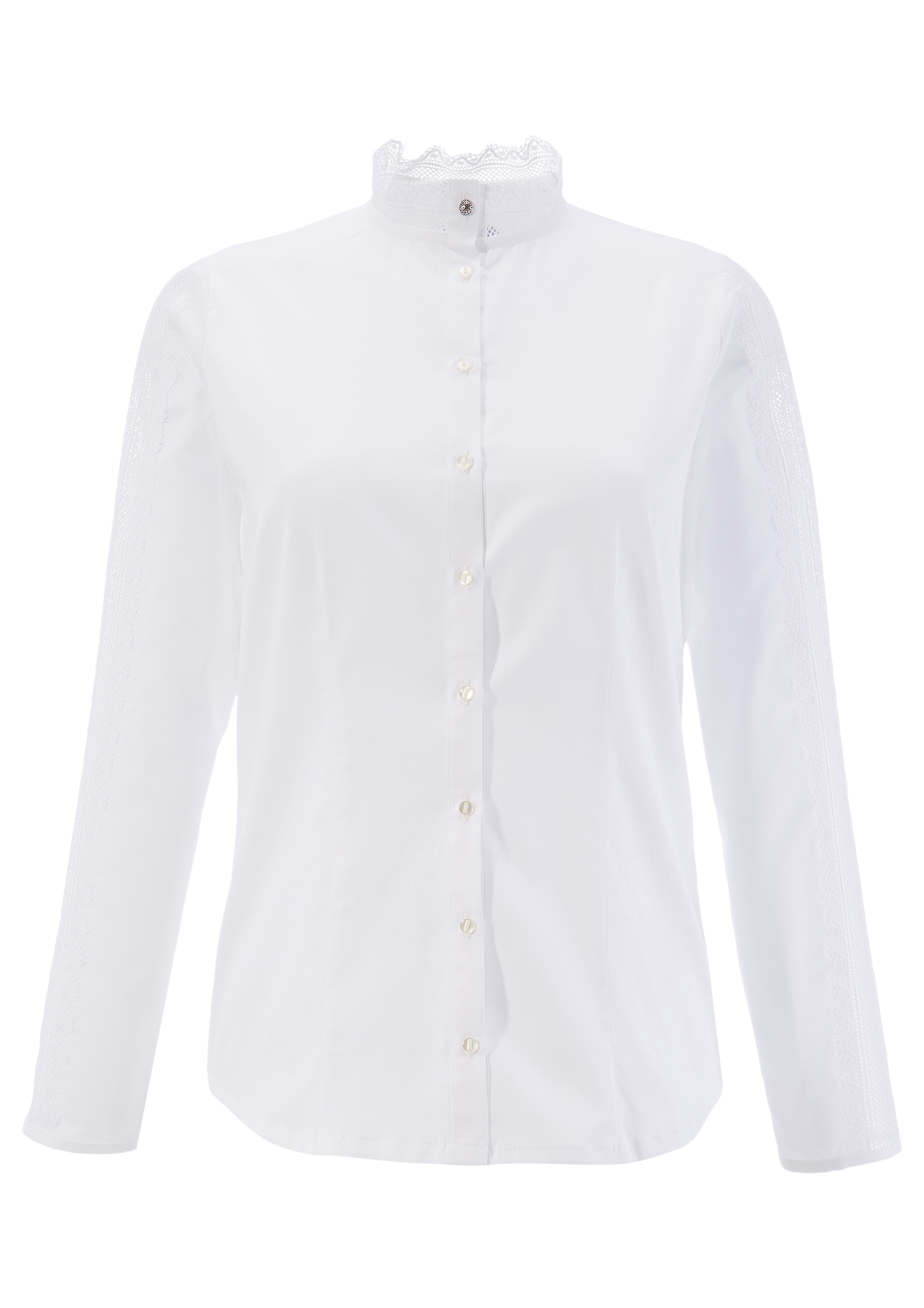 Trachtenbluse Damen mit Spitzen-Stehkragen