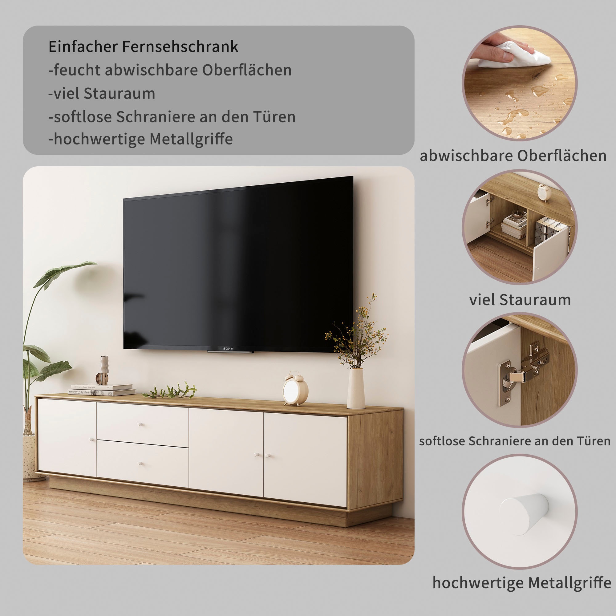 GOODproduct Tableau TV »Blaire« kratzfeste Melaminoberfläche, ABS-Kanten und FSC-zertifiziertem Holz