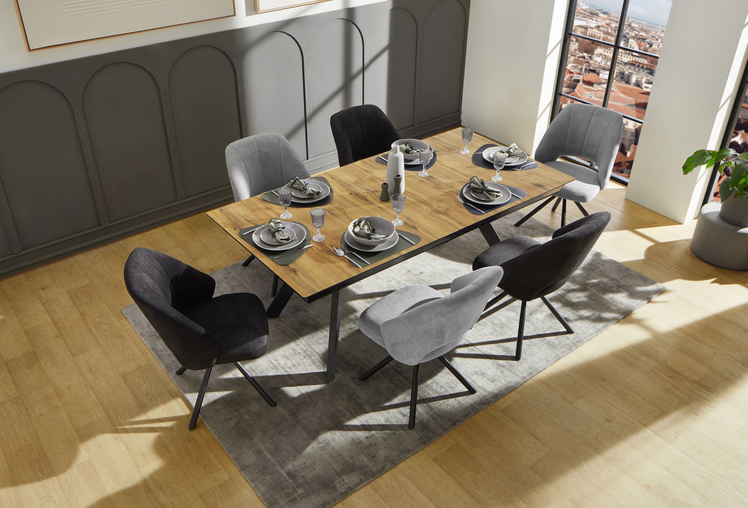 Jockenhöfer Gruppe Table de salle à manger »Tyson, 3-fach ausziehbar« extra large (200-320x100cm), extension synchronisée, mélaminé