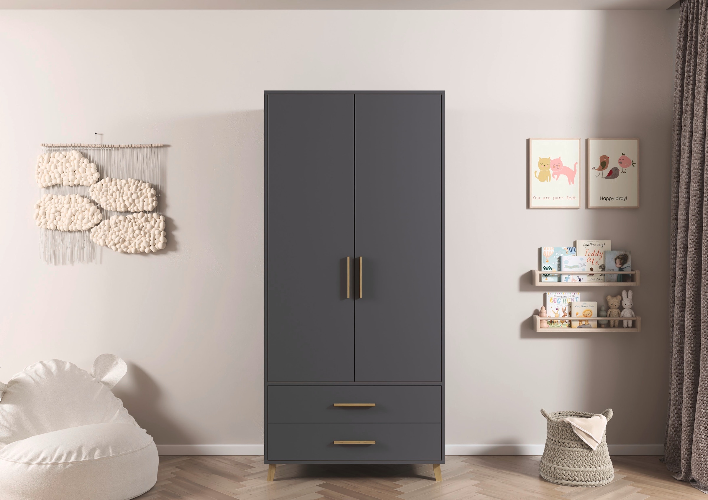 rauch »Kleiderschrank Schrank Garderobe SHINJO Breiten 93/140/187 cm« En 3 configurations différentes BASIC/CLASSIC/PREMIUM,  poignées et pieds en bois massif avec 2 tiroirs MADE IN GERMANY