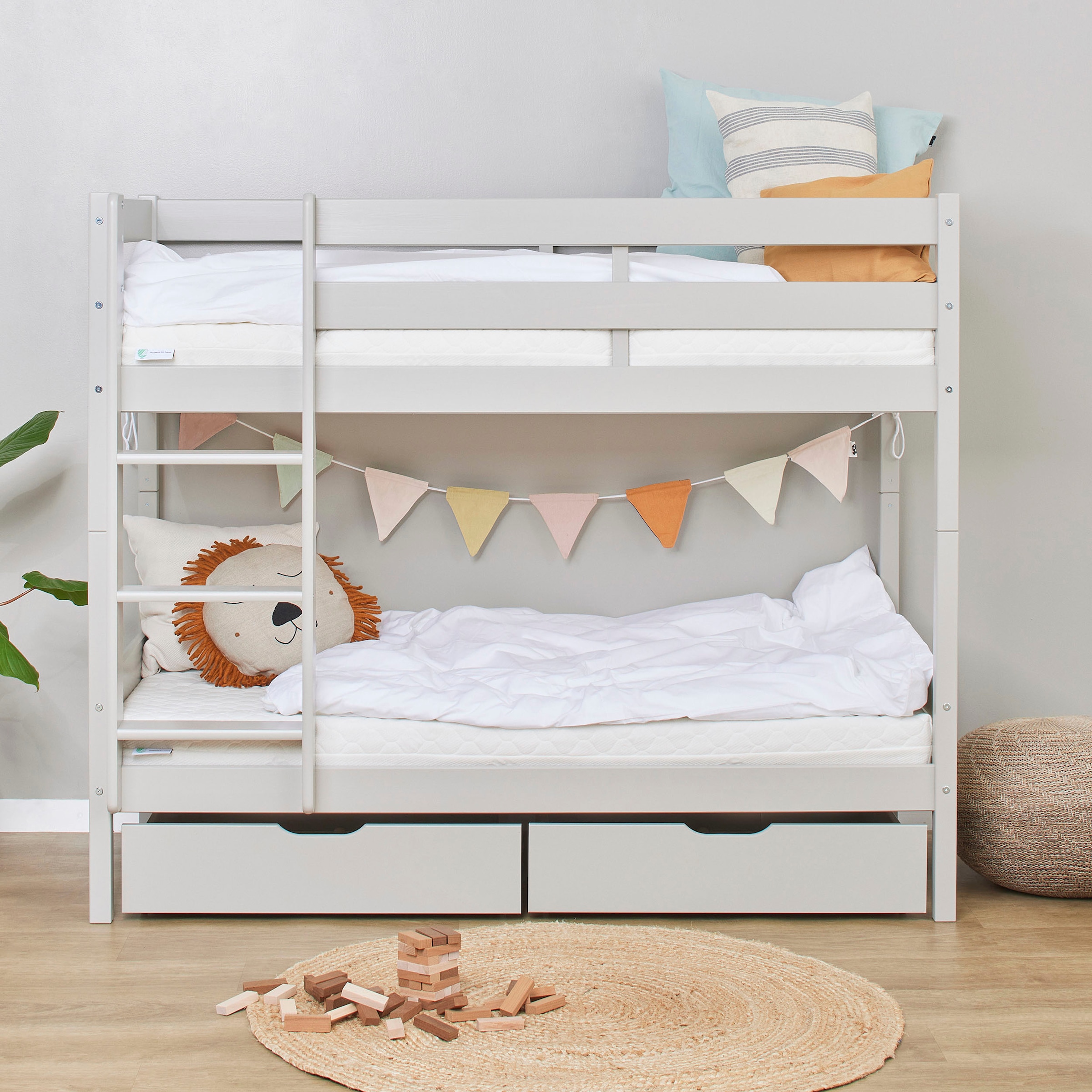 Hoppekids Lit superposé »ECO Comfort Kinderbett 90x200 oder 70x160 aus Massivholz in 4 Farben« TÜV, FSC und Nordisches Umweltzeichen – wahlweise mit Matratzen