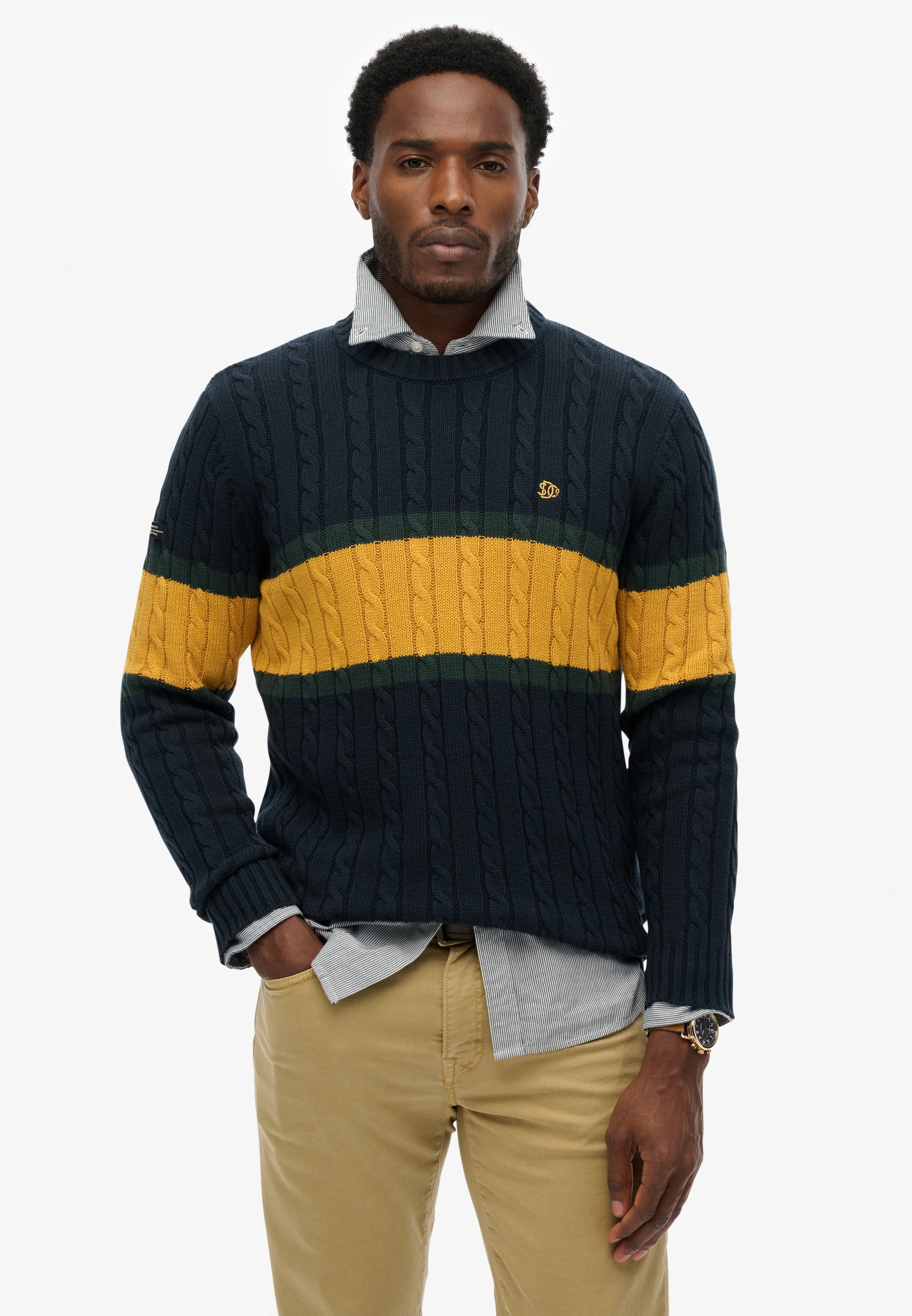 Superdry Pull en tricot »Cotton Stripe Cable Jumper«