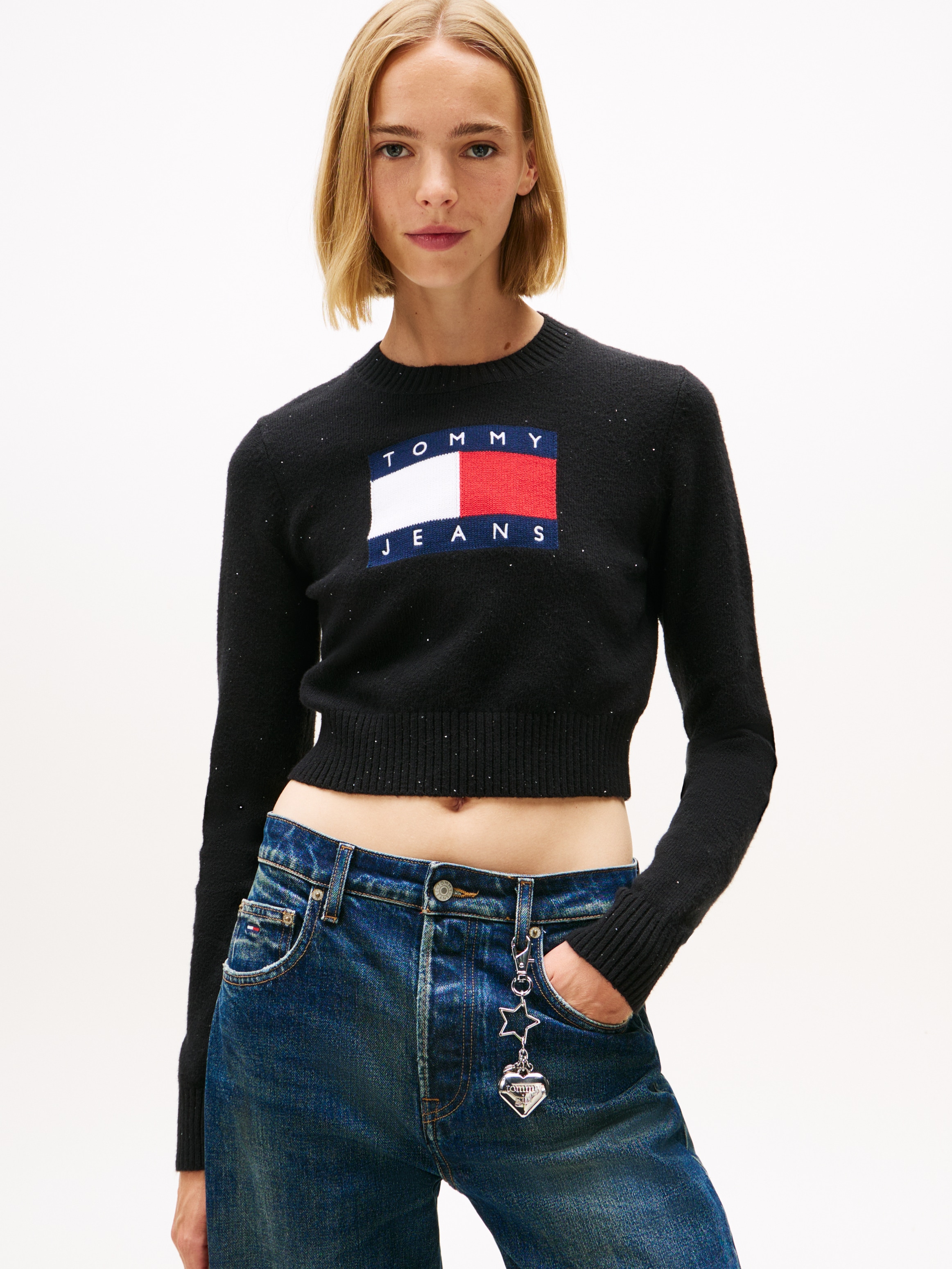 Image of Tommy Jeans Strickpullover "TJW SPARKLE FLAG SWEATER EXT"
