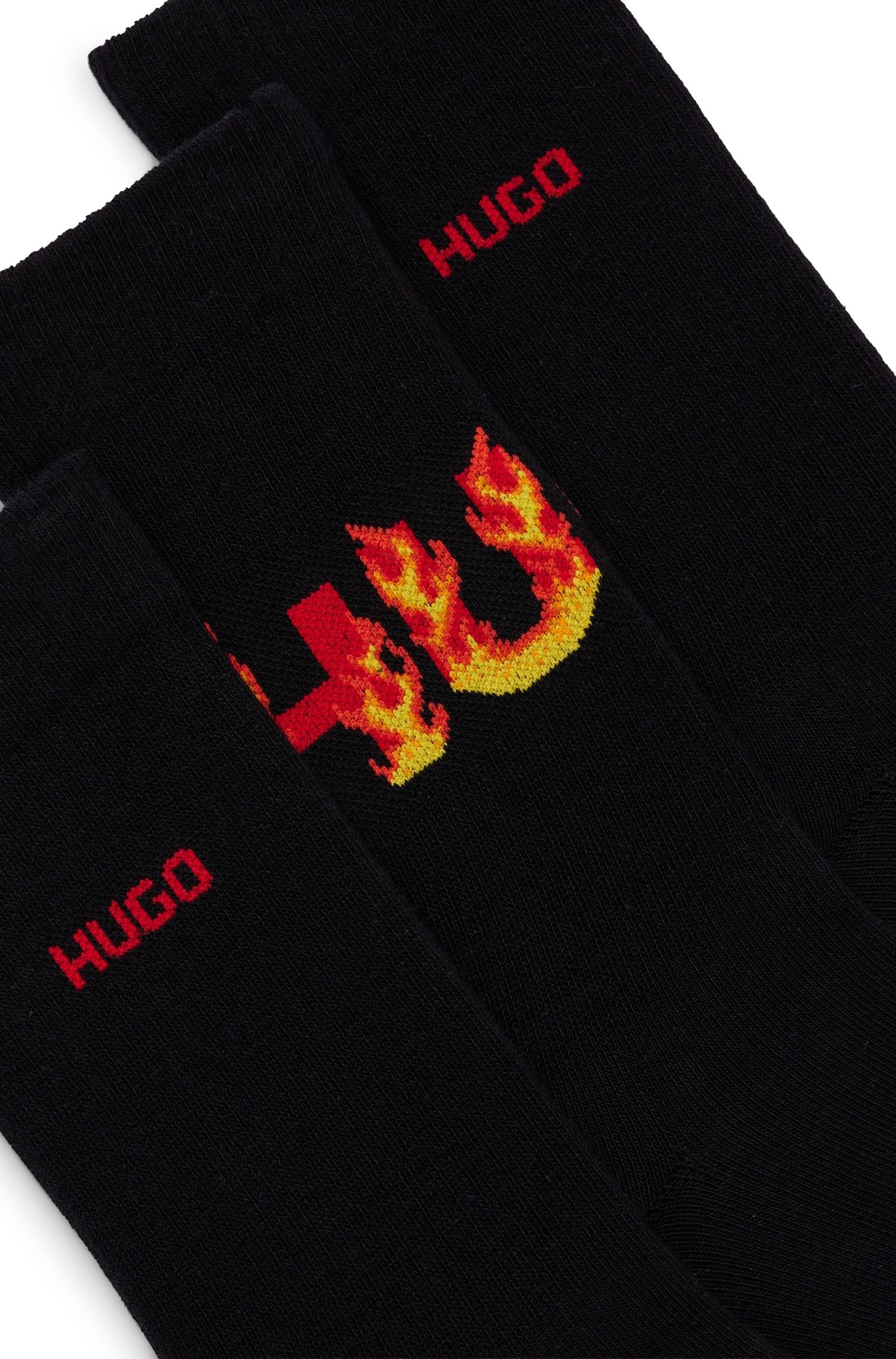 HUGO Underwear Freizeitsocken »3P QS RIB FLAMES CC 10258019 01«, (Packung, 3er), mit Logostickerei
