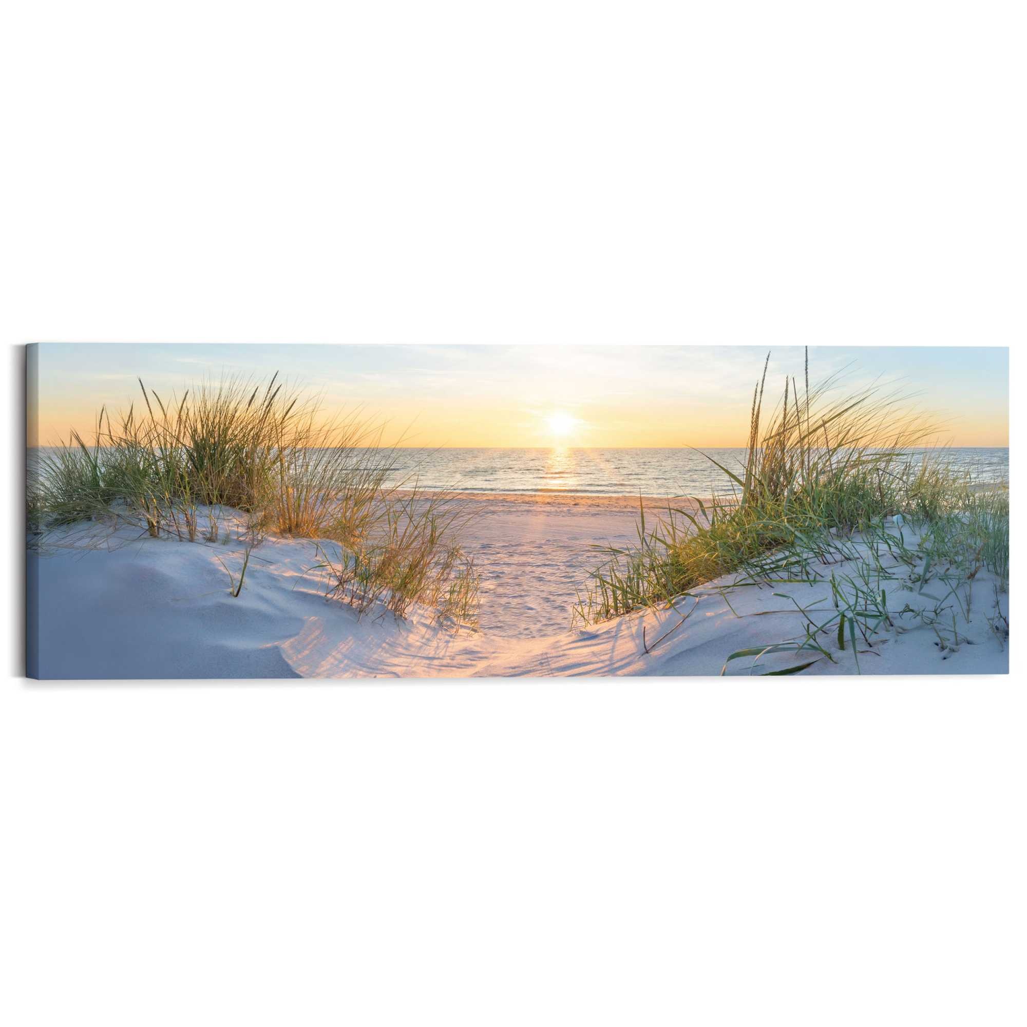 Image of Reinders Deco-Panel "Sonnenuntergang in den Dünen" Wohnzimmer - Beige - MDF - Wasser - 118x40 cm