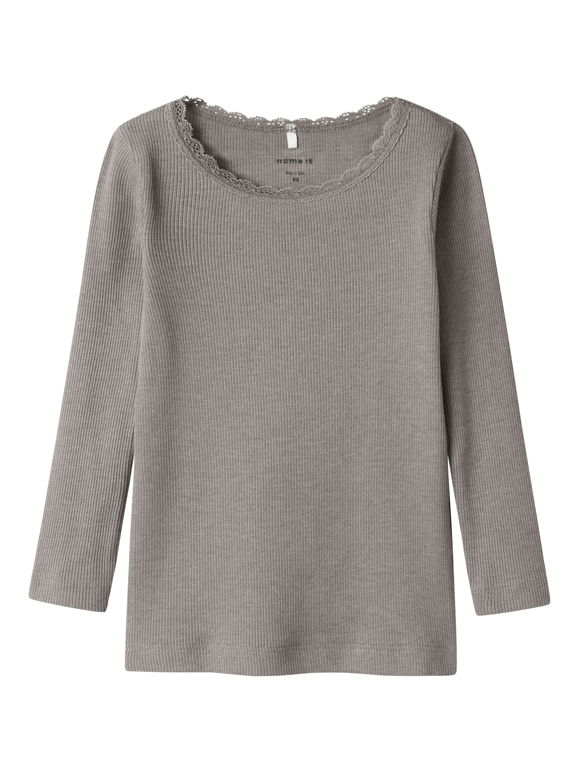 Name It Langarmshirt »NMFKAB LS TOP NOOS«, in Feinripp und mit süsser Spitzenkante am Ausschnitt